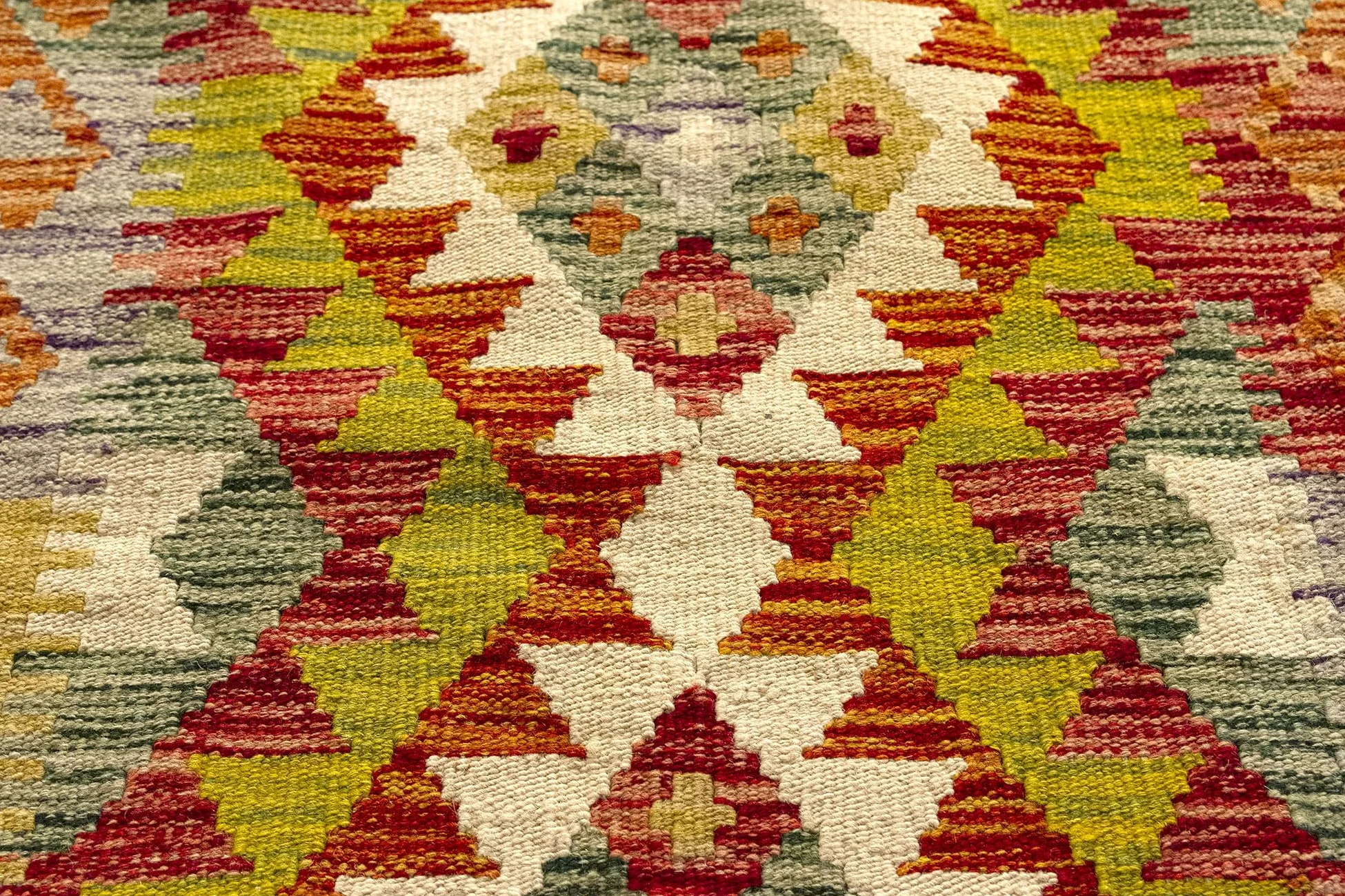 HAMID Tapis Kilim Herat, 100% Laine Tissée à la Main, Tapis Ethnique pour Salon, Chambre, Salle à Manger (96x61cm)