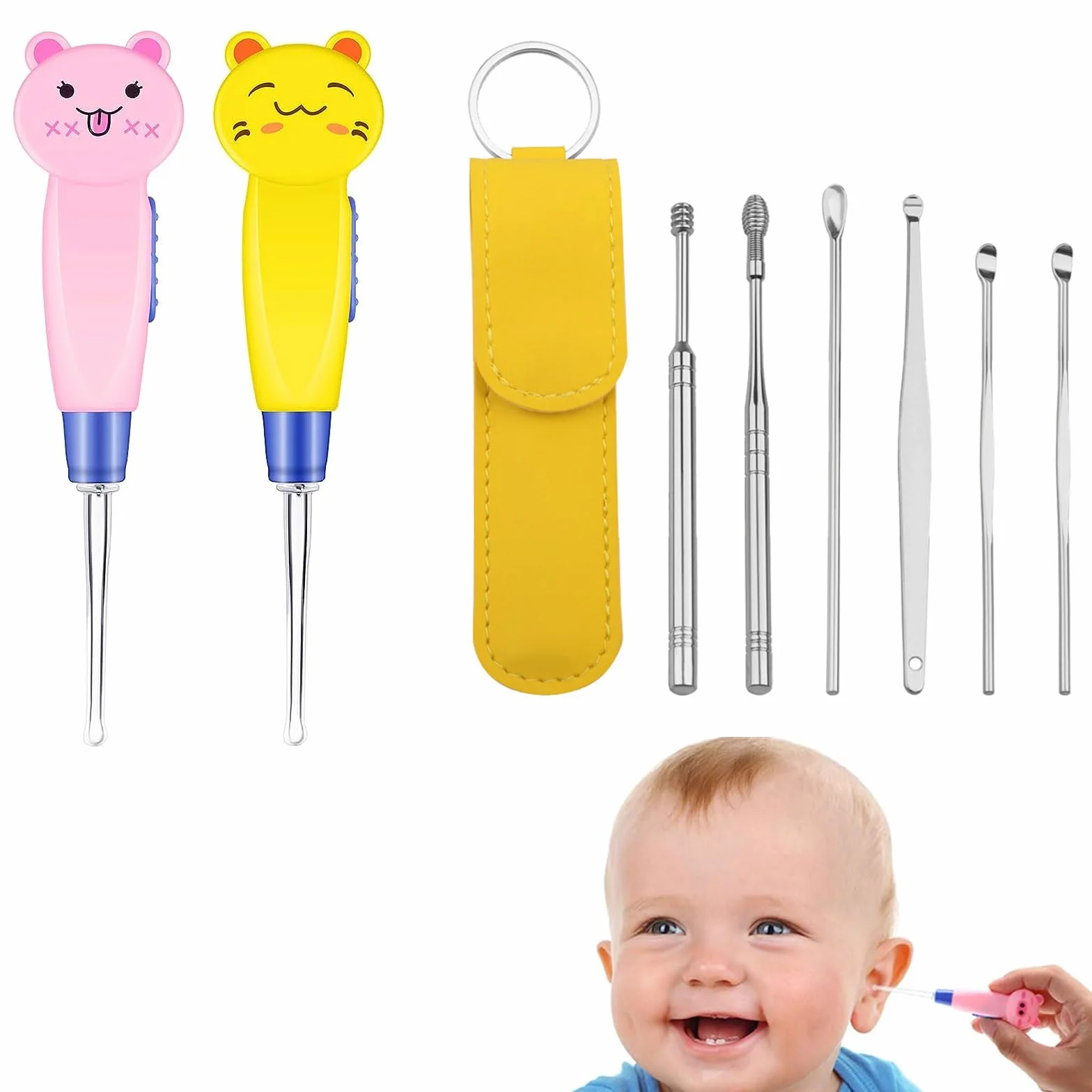 Cuillère de Nettoyage Oreille Lumineux LED Ear Curette Enfant Adulte