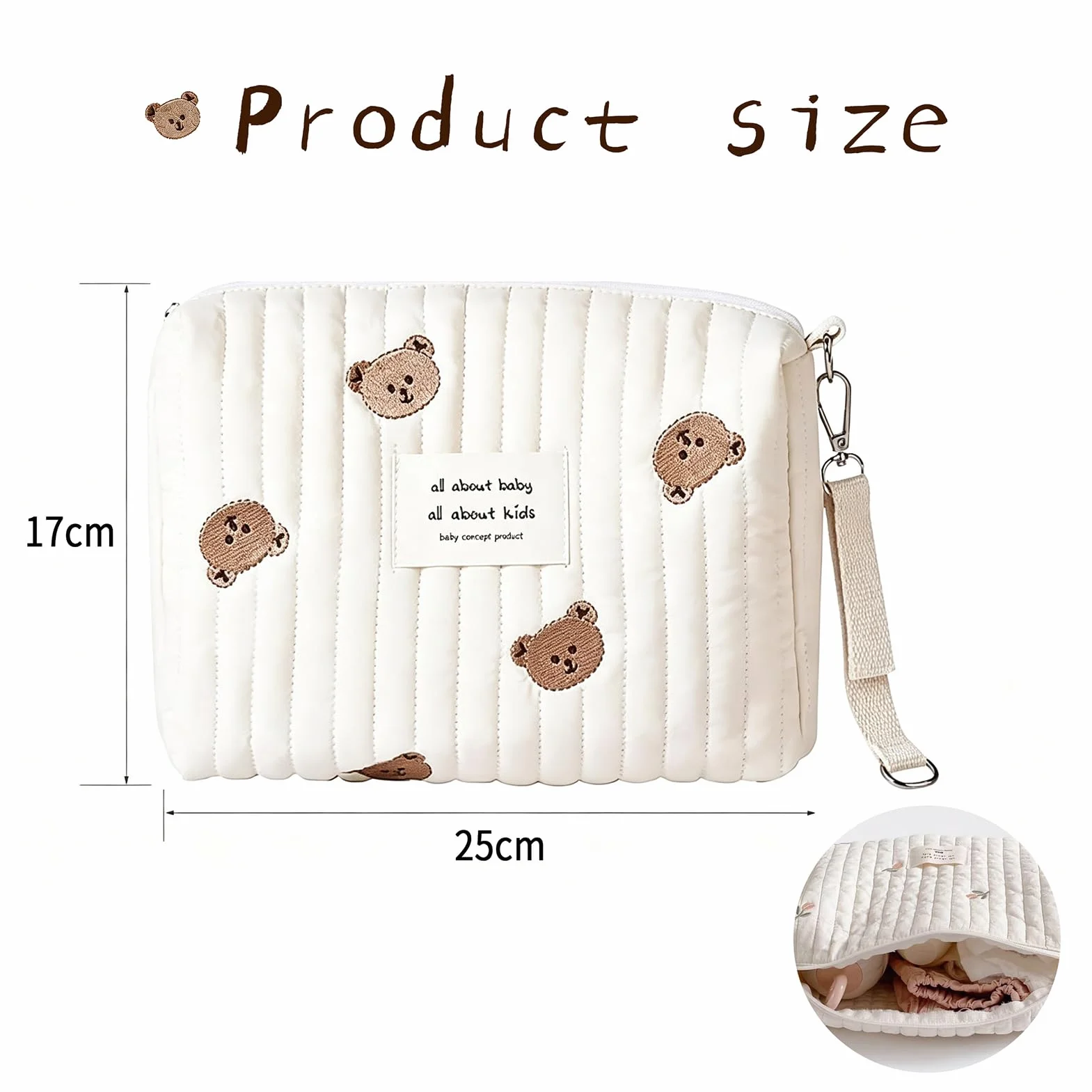 Sac à Langer Bébé Universel 25x17x10 cm Trousse de Toilette Bébé et Soin Portable Voyage