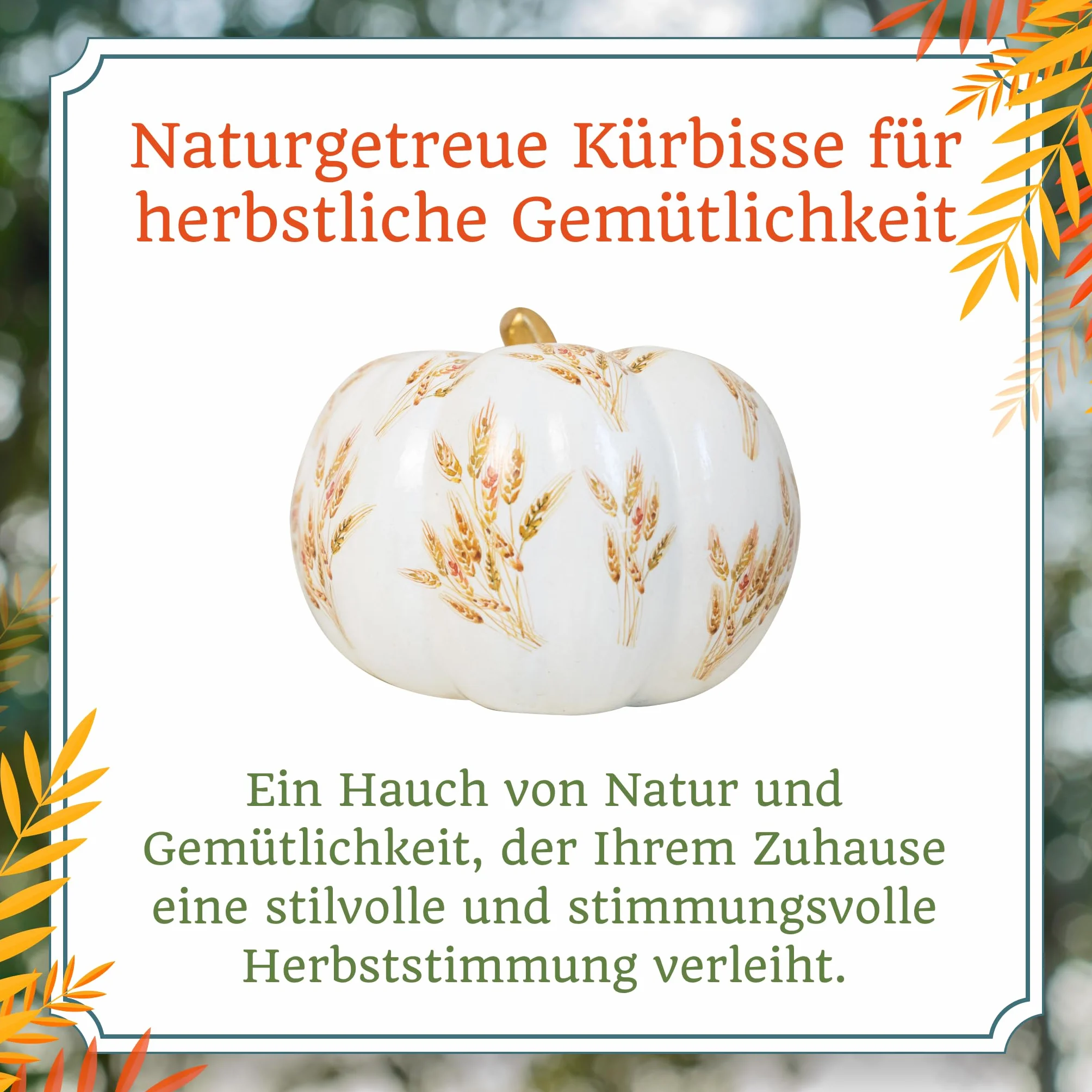 Heitmann Deco Lot de 2 Champignons en céramique, Blanc Motif doré, 40 cm et 25 cm
