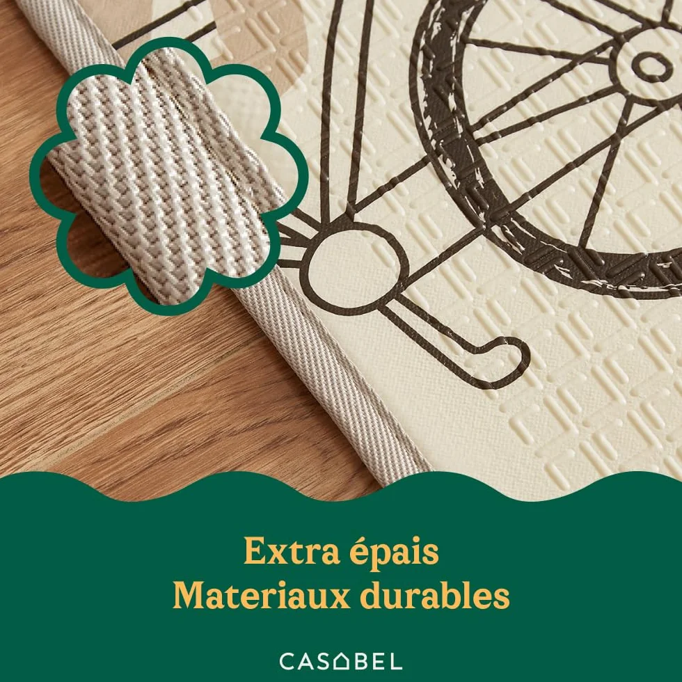 CASABEL Tapis d’Éveil Bébé Évolutif 180×150 cm Pliable Imperméable Épais Motifs Forêt