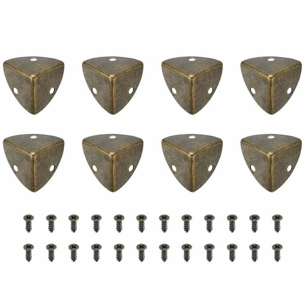 TopHomer Lot de 8 coins de protection en métal pour boîtes 4x4x4 cm avec vis, résistant à la corrosion, bronze