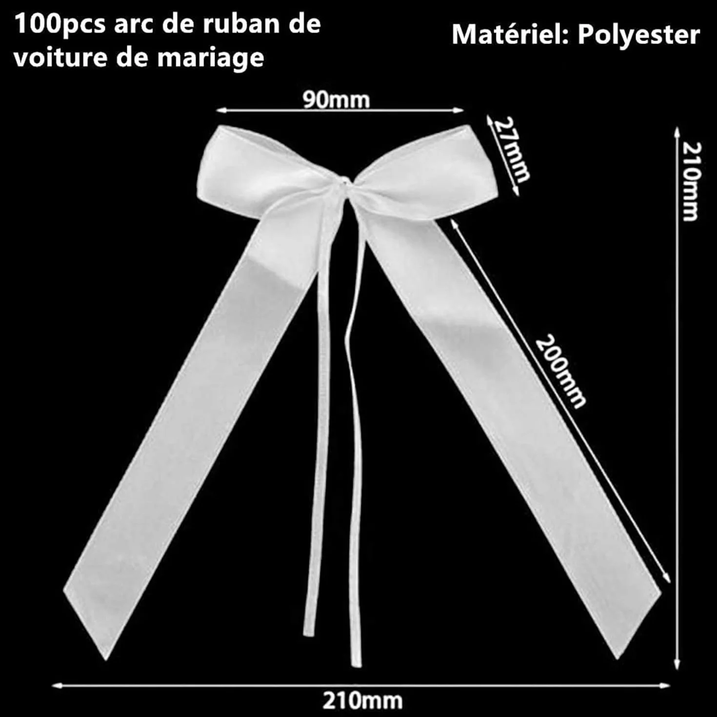 LATRAT 100 Pièces Nœuds Satin Décoration Mariage Ivoire Blanc