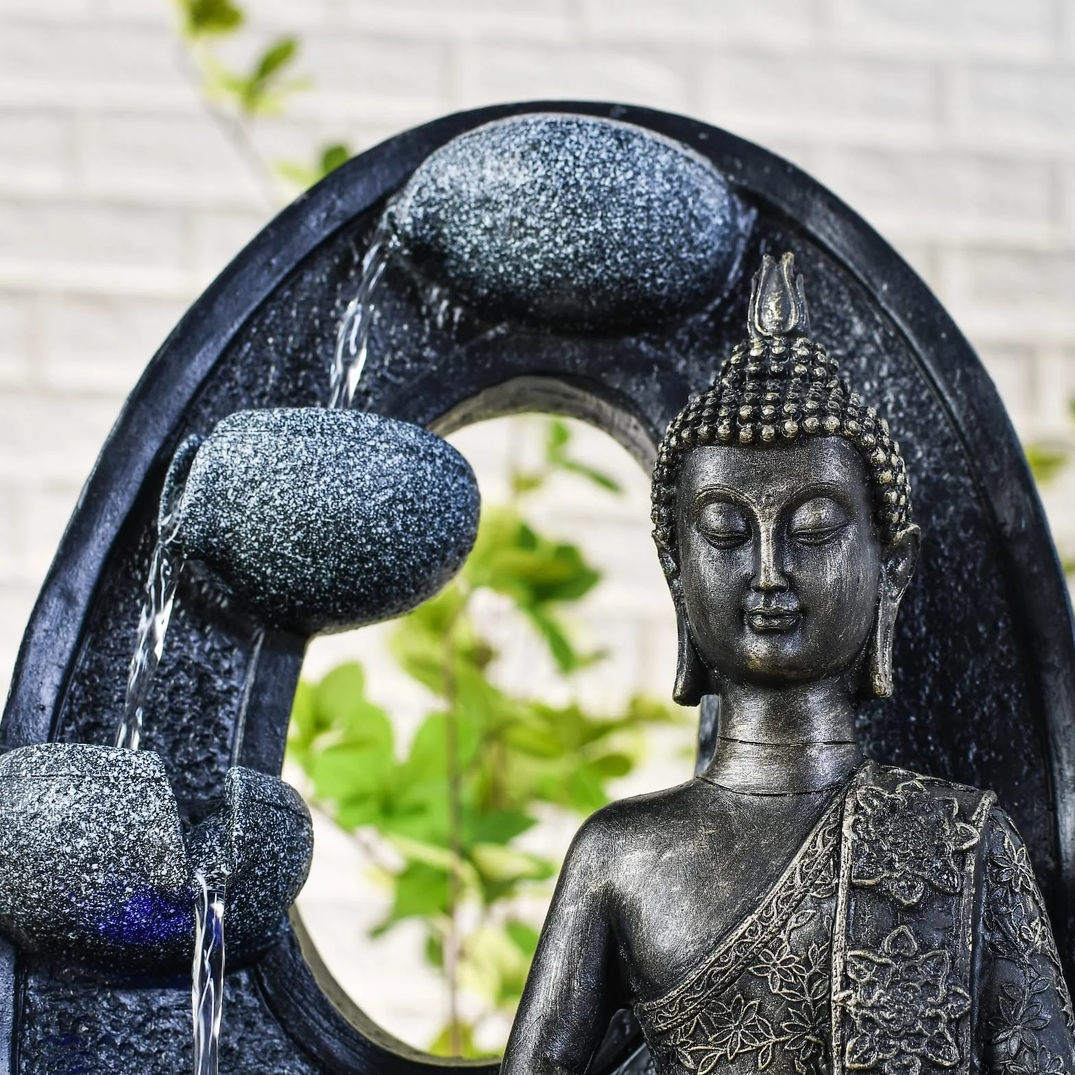 Fontaine d’Intérieur Bouddha Harmonie 40cm avec Éclairages LED et Pompe Silencieuse