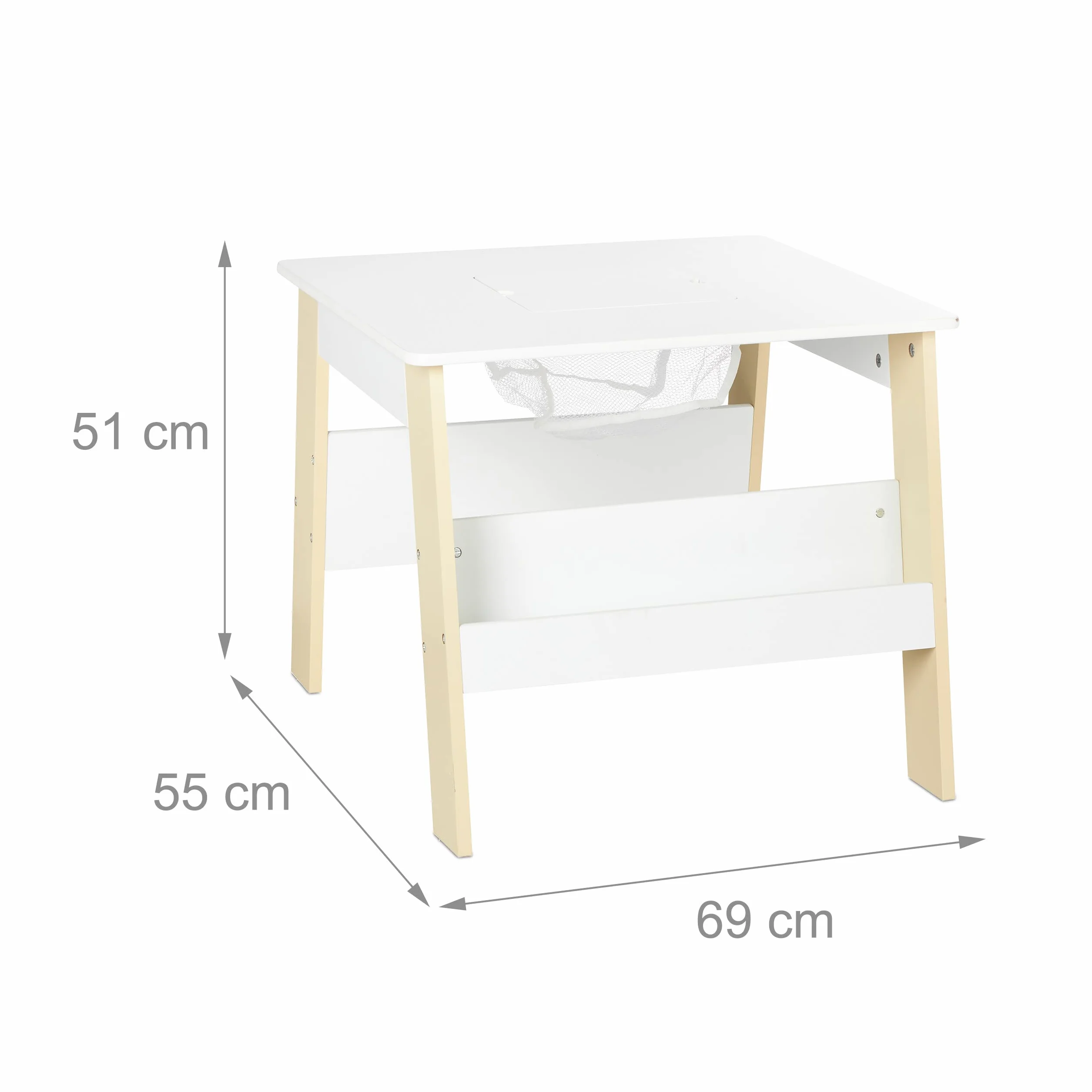 Relaxdays Ensemble mobilier Enfants Table 2 chaises rangements Blanc-Beige