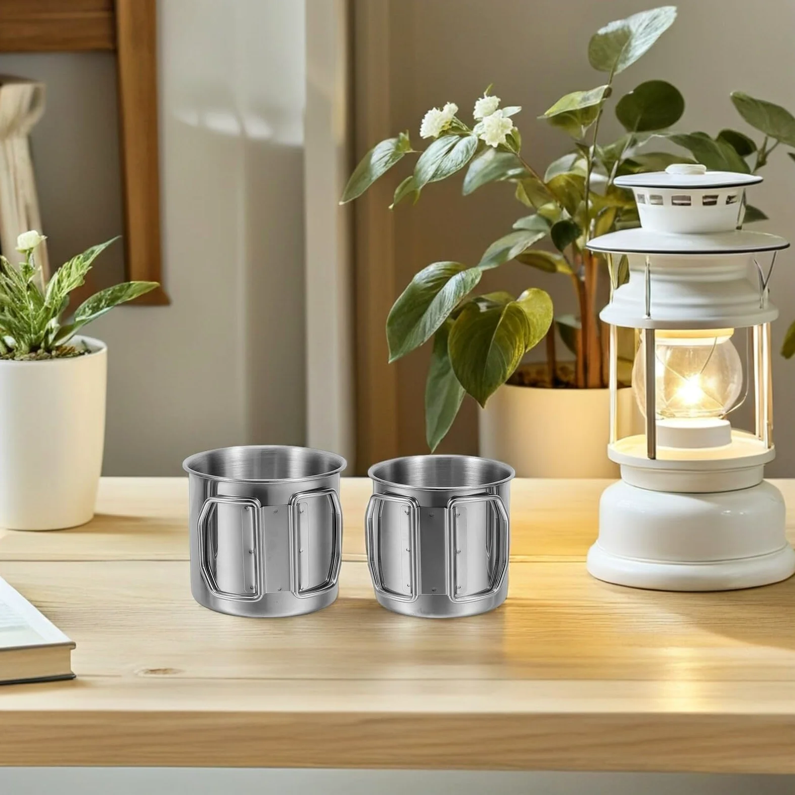 Cabilock Set de Couverts Pliables Acier Inoxydable pour Camping Kit Ustensiles de Cuisine Portable et Résistant pour Randonnée Pique- et Activités Plein Air