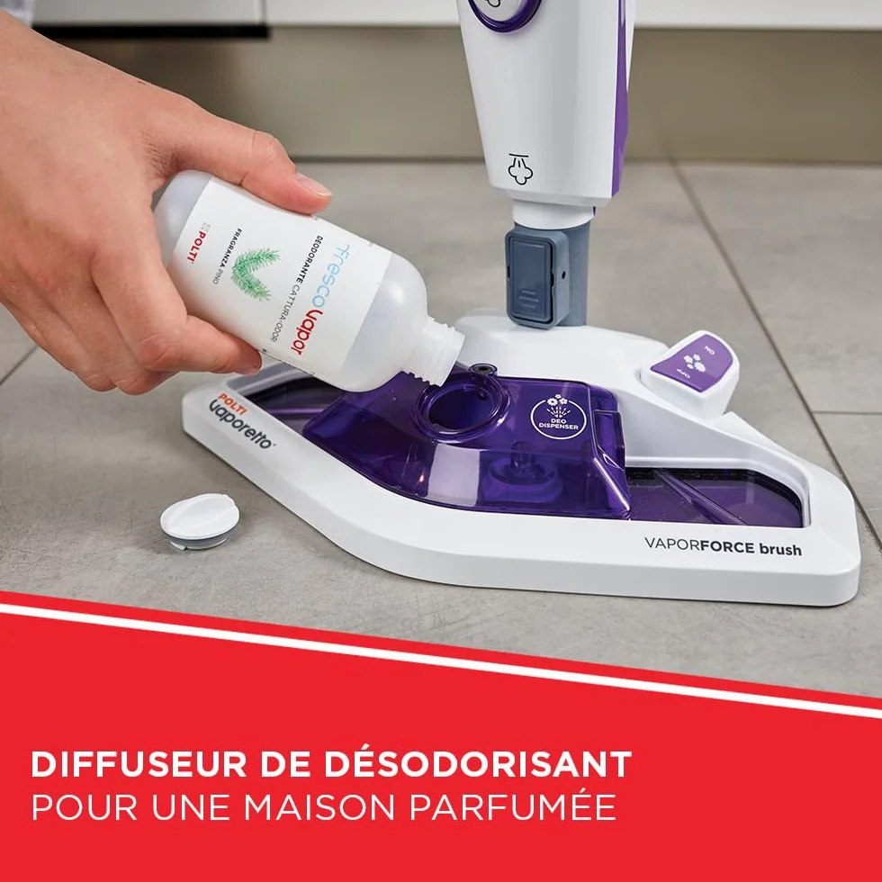 Polti Vaporetto SV440 Double Nettoyeur Vapeur 2-en-1 Balai Main 11 Accessoires Blanc Violet