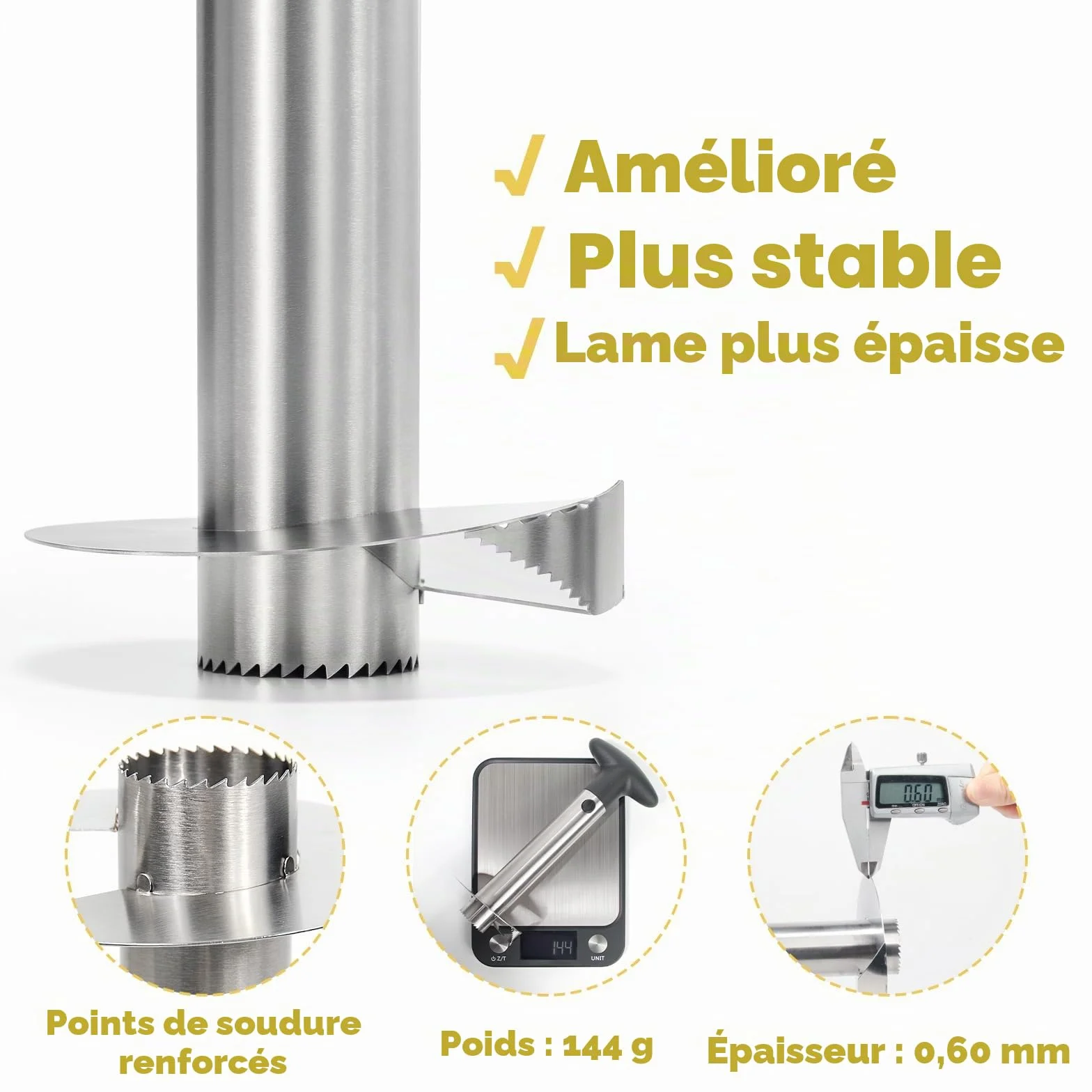 Coupe-ananas en Acier Inoxydable, Éplucheur et Trancheur, Lame Renforcée