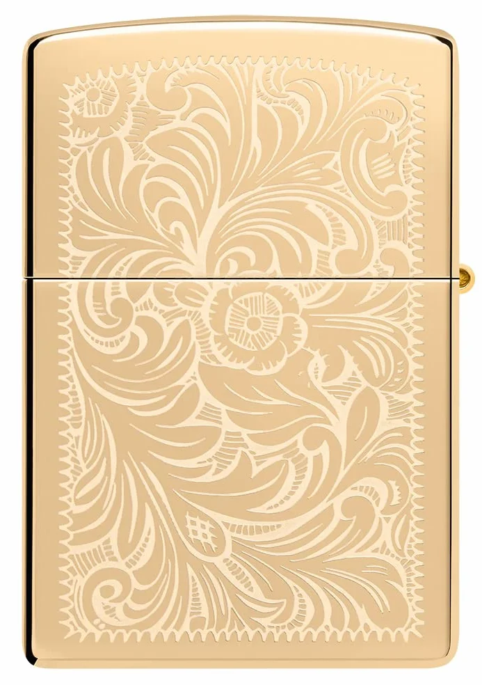 Zippo Briquet Tempête - Modèle Vénitien - Finition Laiton Poli Brillant - Lustre - Rechargeable - Réutilisable - Design Coupe-Vent - Coffret Cadeau - Fabriqué aux États-Unis