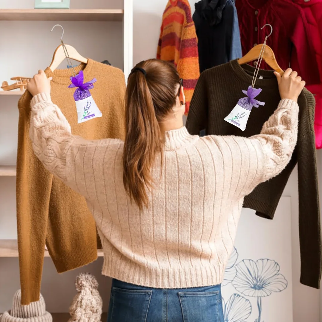 YUZNA Lot de 12 Sachets en Coton Violet avec Cordon de Serrage pour Lavande, Épices et Herbes
