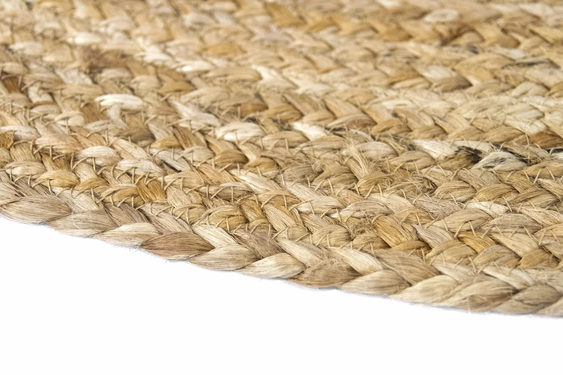 Tapis Jute Naturel Alhambra Rond Tressé à la Main 100% Fibre de Jute 100x100cm