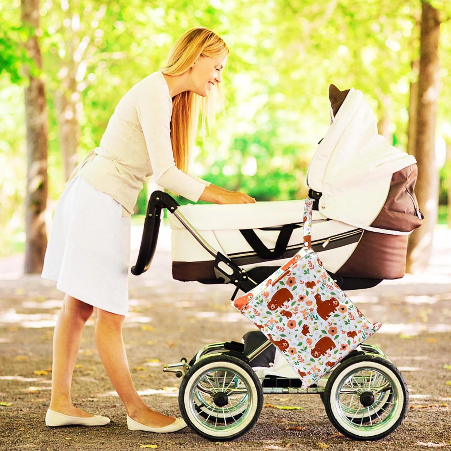 Sacs à Couches Lavables Étanches pour Bébé 2 Pièces Faune