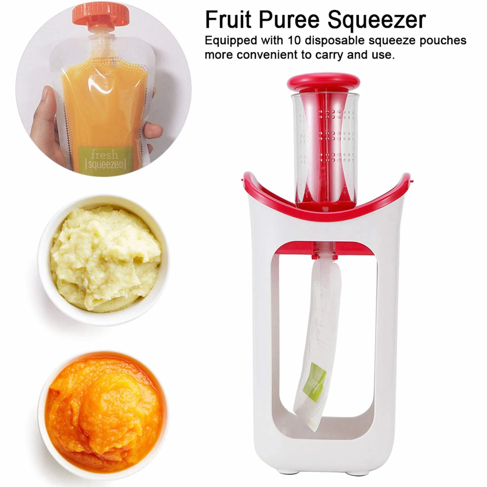 Robot Culinaire Pour Enfants, Machine à Aliments Pour Bébés, Presse-purée De Fruits, Rouge