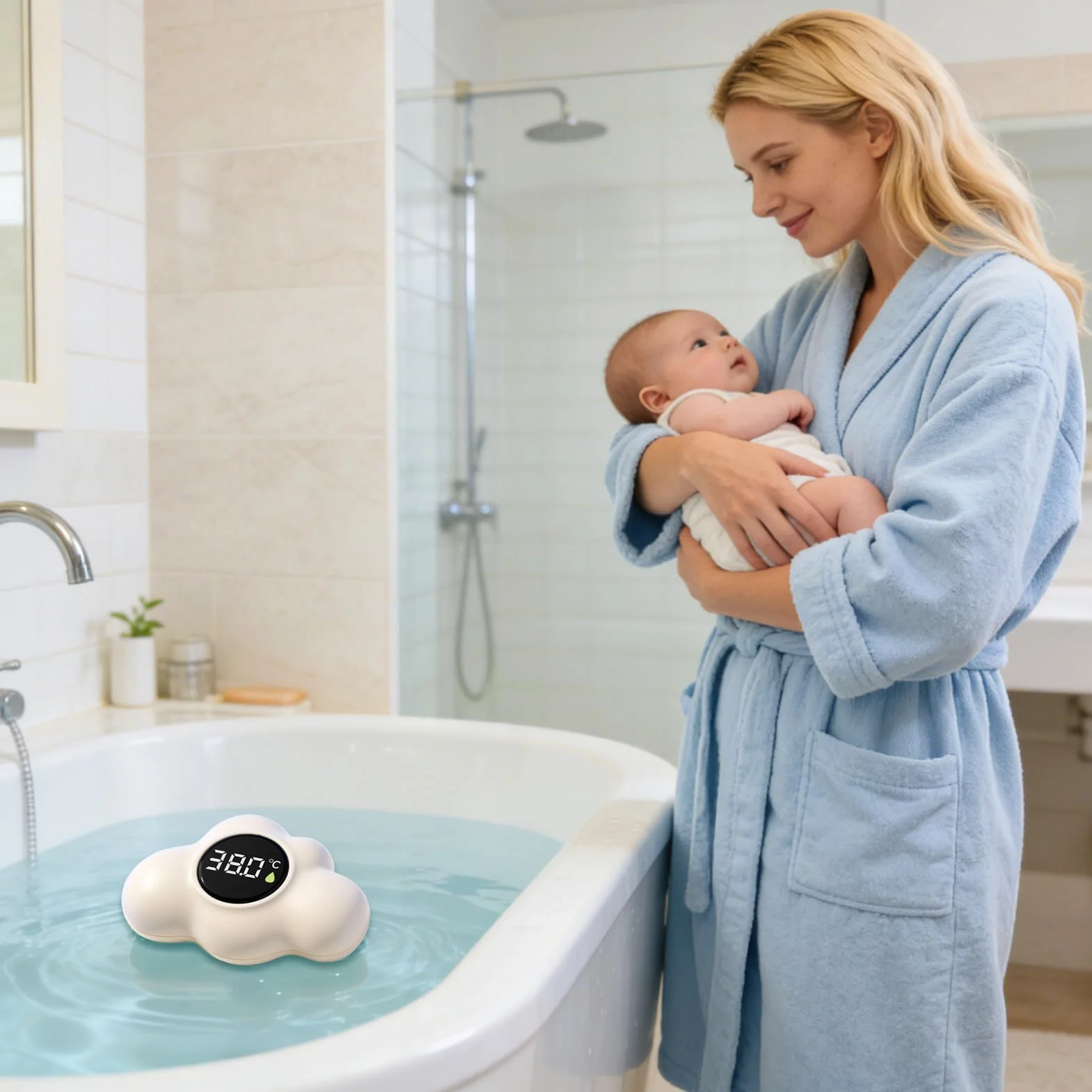 Thermomètre de Bain Bébé Numérique Flottant avec Affichage LED