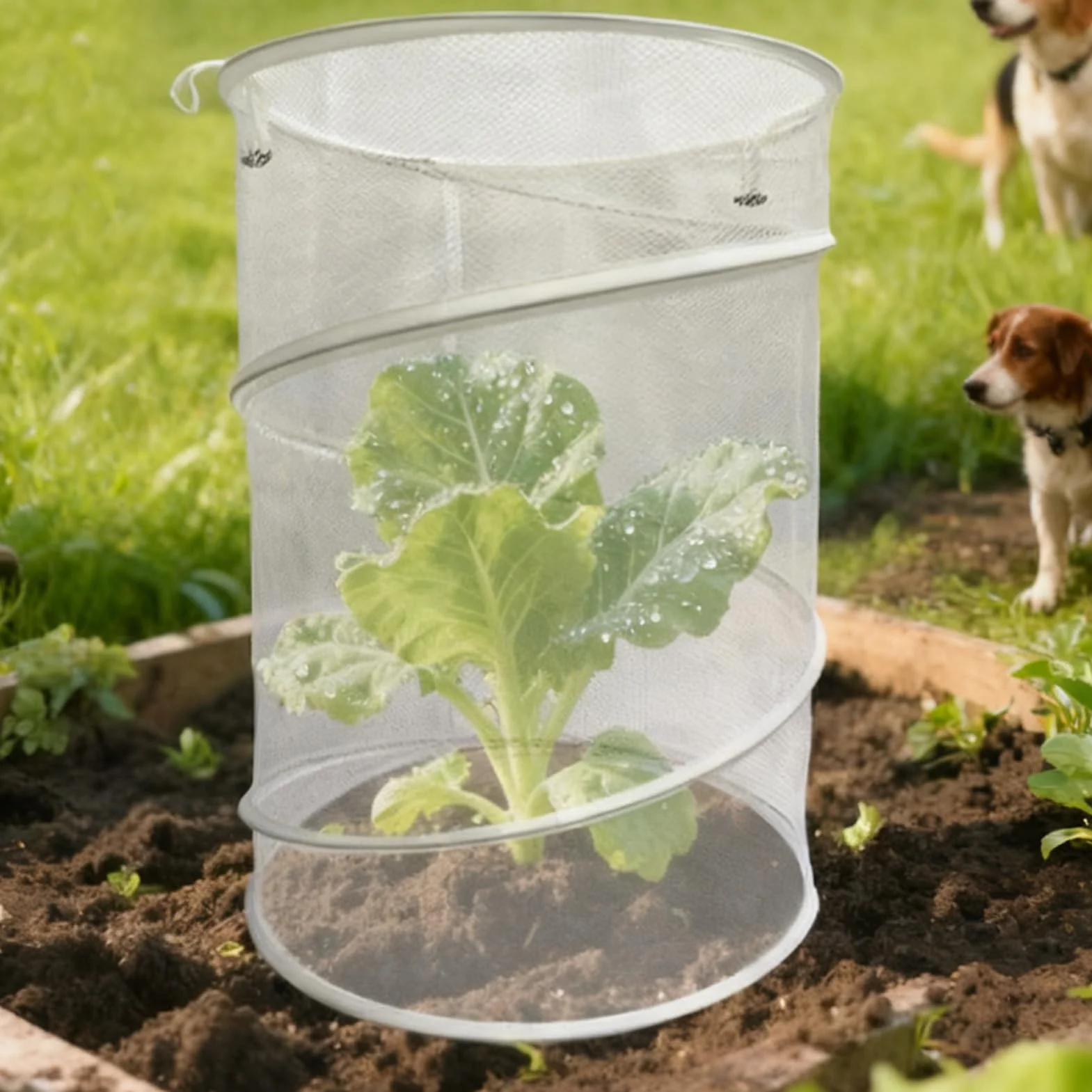 Protection Contre Les Chats pour Pot de Fleurs Rond Pliable Réutilisable Respirant Jardin Intérieur Extérieur