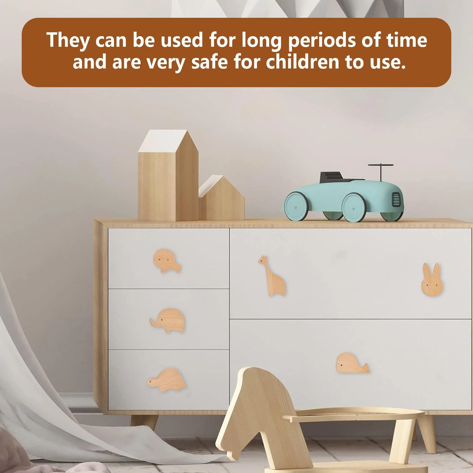 Boutons de Tiroir en Bois Massif, 6 Pièces Poignées de Meubles en Bois Pour Animaux, Boutons de Porte d'Armoire