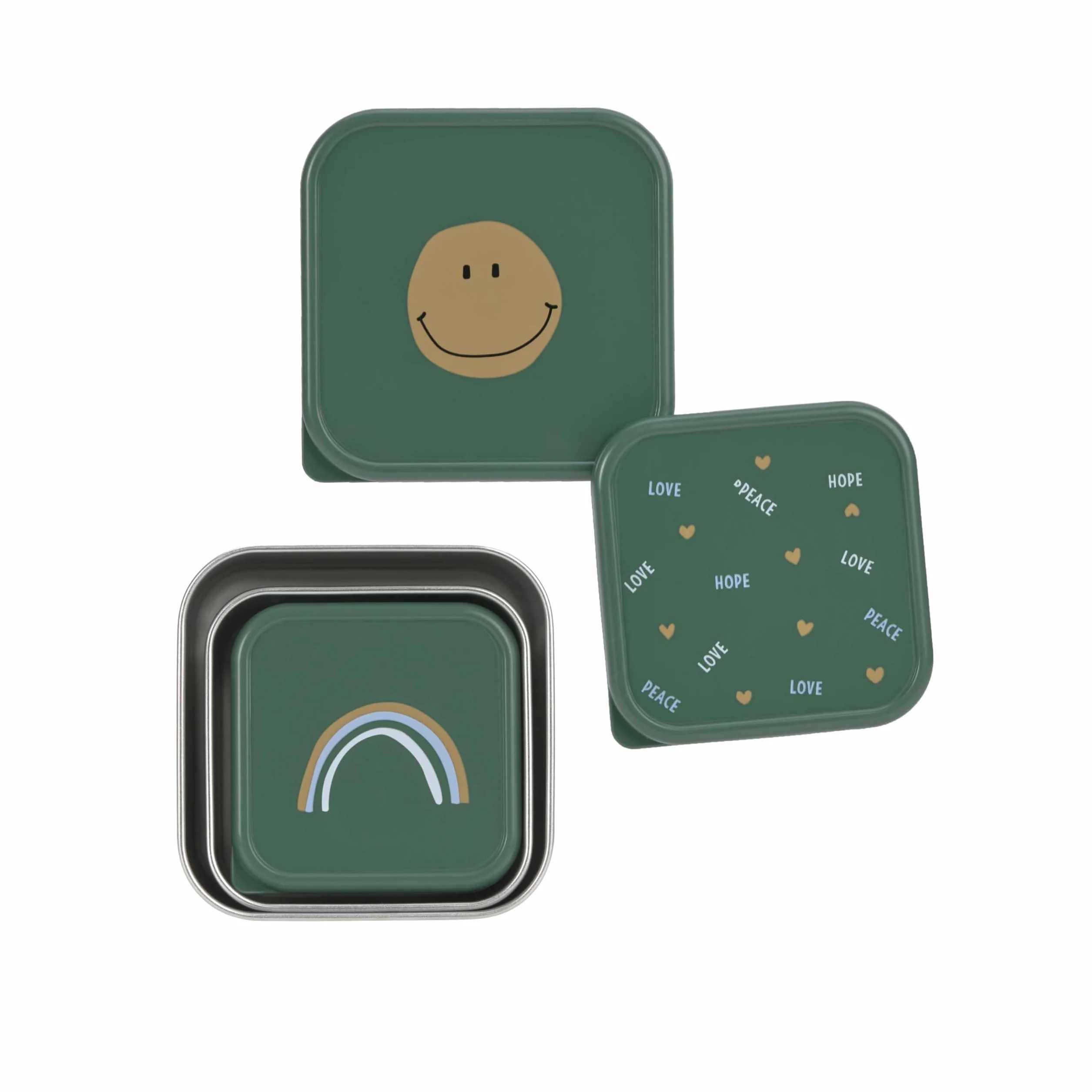 Lässig Snackbox Set 3 acier inoxydable boîte à pain Happy Rascals Smile