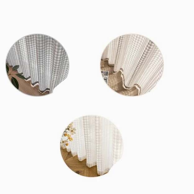 Hall Veiling Sheer Rideaux en tulle à carreaux pour salle à manger, décoration de la maison, tissu de couleur personnalisée, 100 x 180 cm, 1 pièce, pour grommets (anneaux)