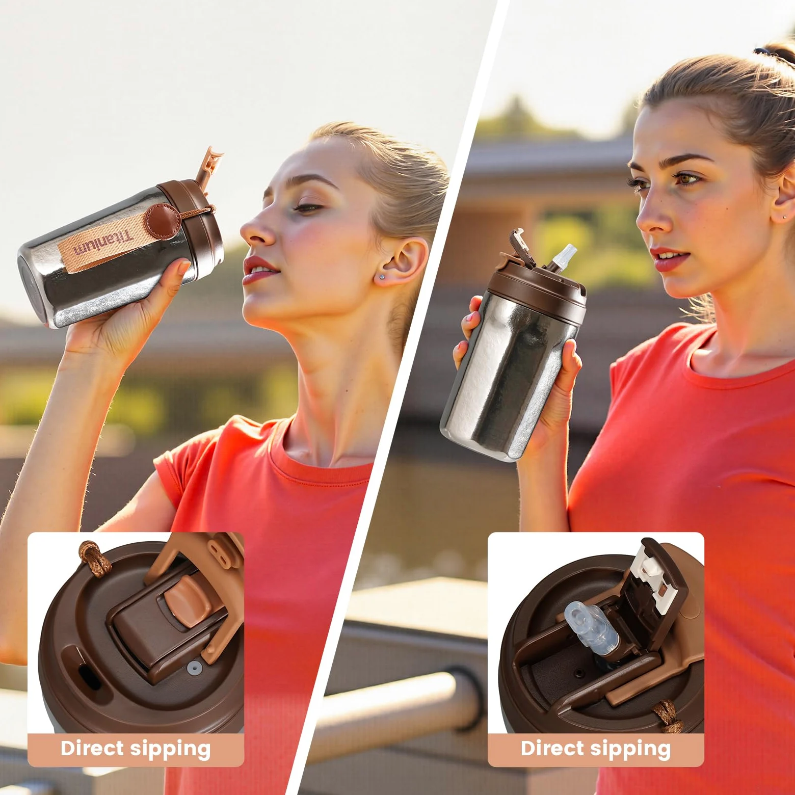 Tasse de voyage en titane de 414 ml