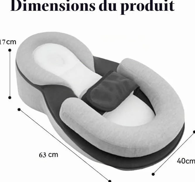 Coussin cale nouveau-né soutien allaitement anti-crachats sangle sécurité gris