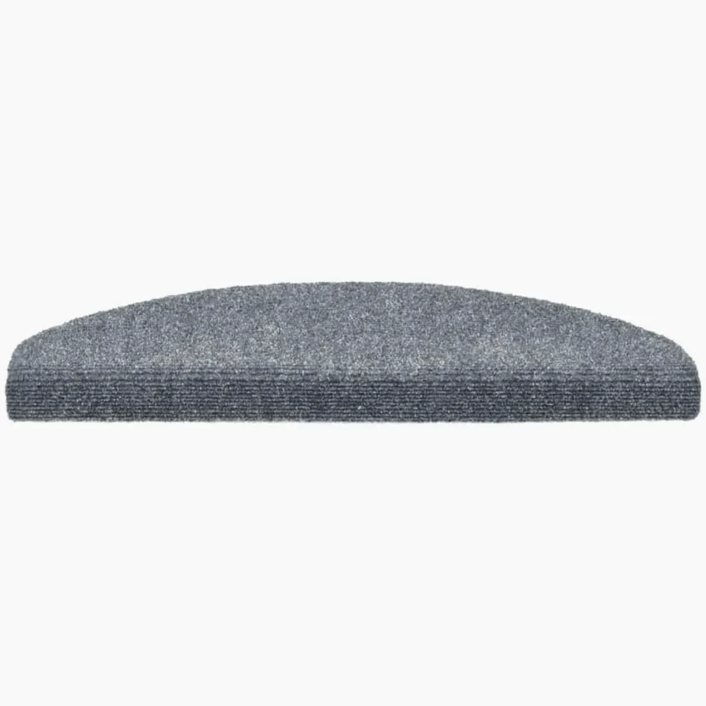 Lot de 5 tapis d'escalier autocollants - 65 x 21 x 4 cm - Gris clair - Semi-circulaires - En polypropylène - Antidérapant - Avec bandes adhésives - Protection d'escalier pour escalier en bois