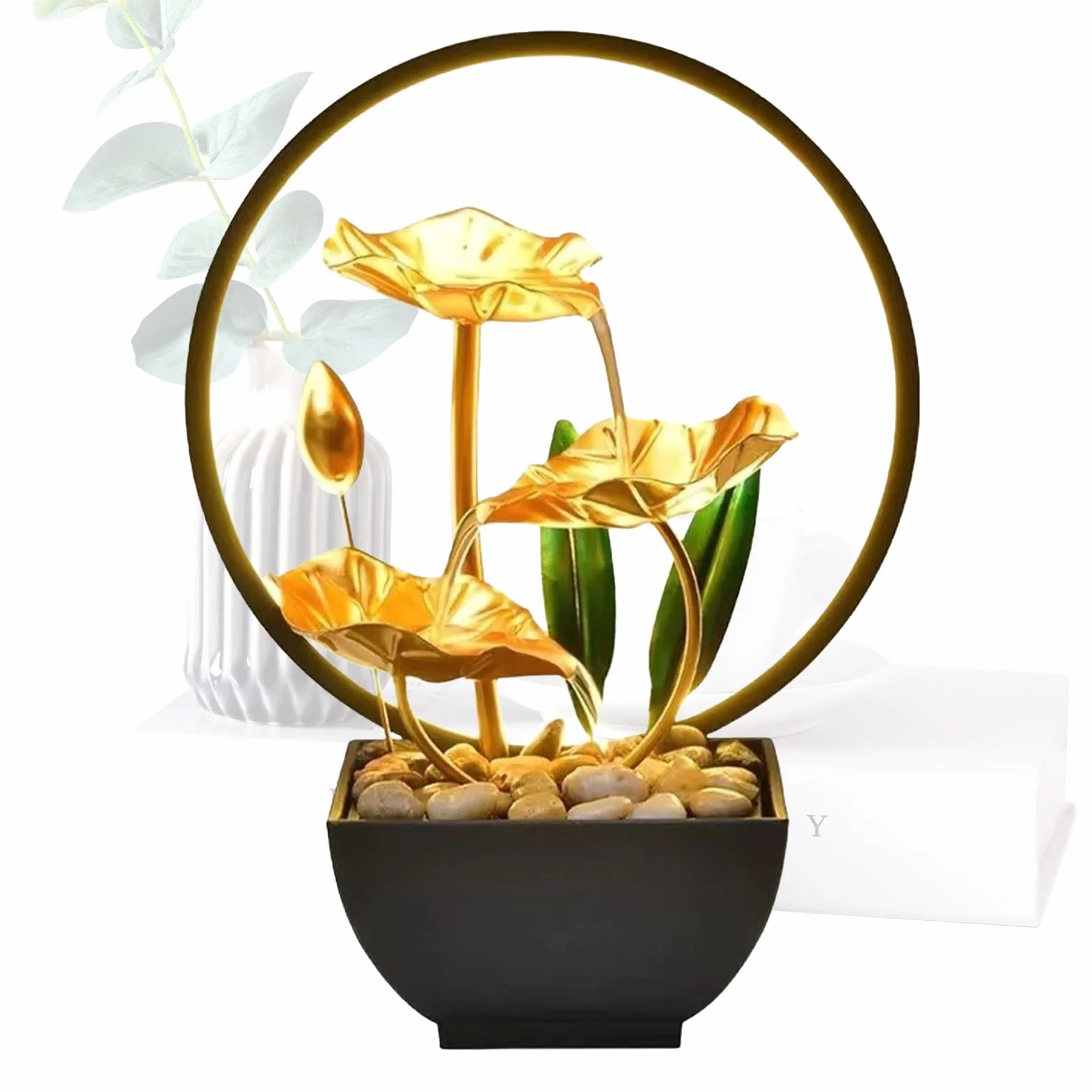 Fontaine d’Intérieur Cascade avec Lumières LED Zen Relaxante pour Décoration Maison Bureau Salon