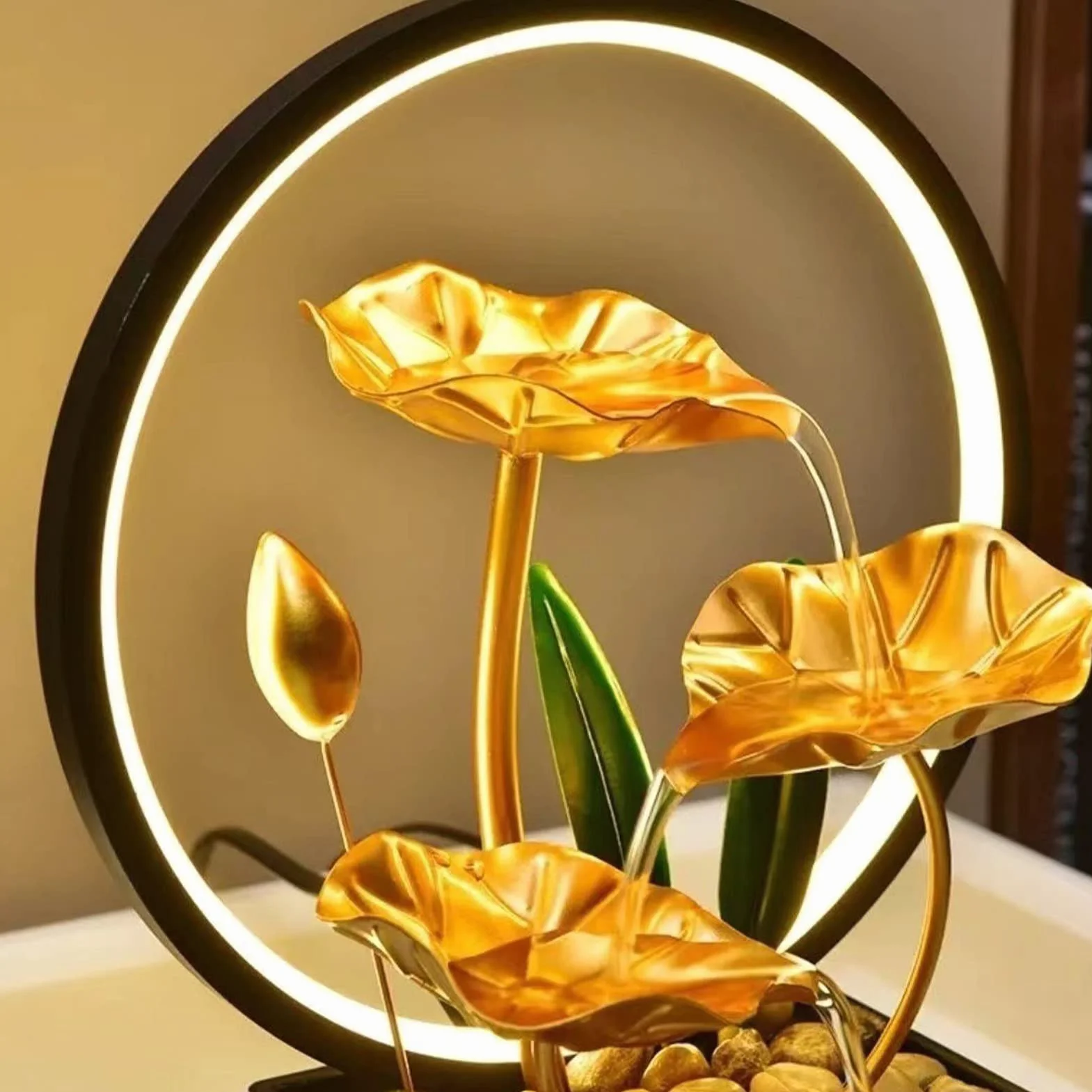 Fontaine d’Intérieur Cascade avec Lumières LED Zen Relaxante pour Décoration Maison Bureau Salon