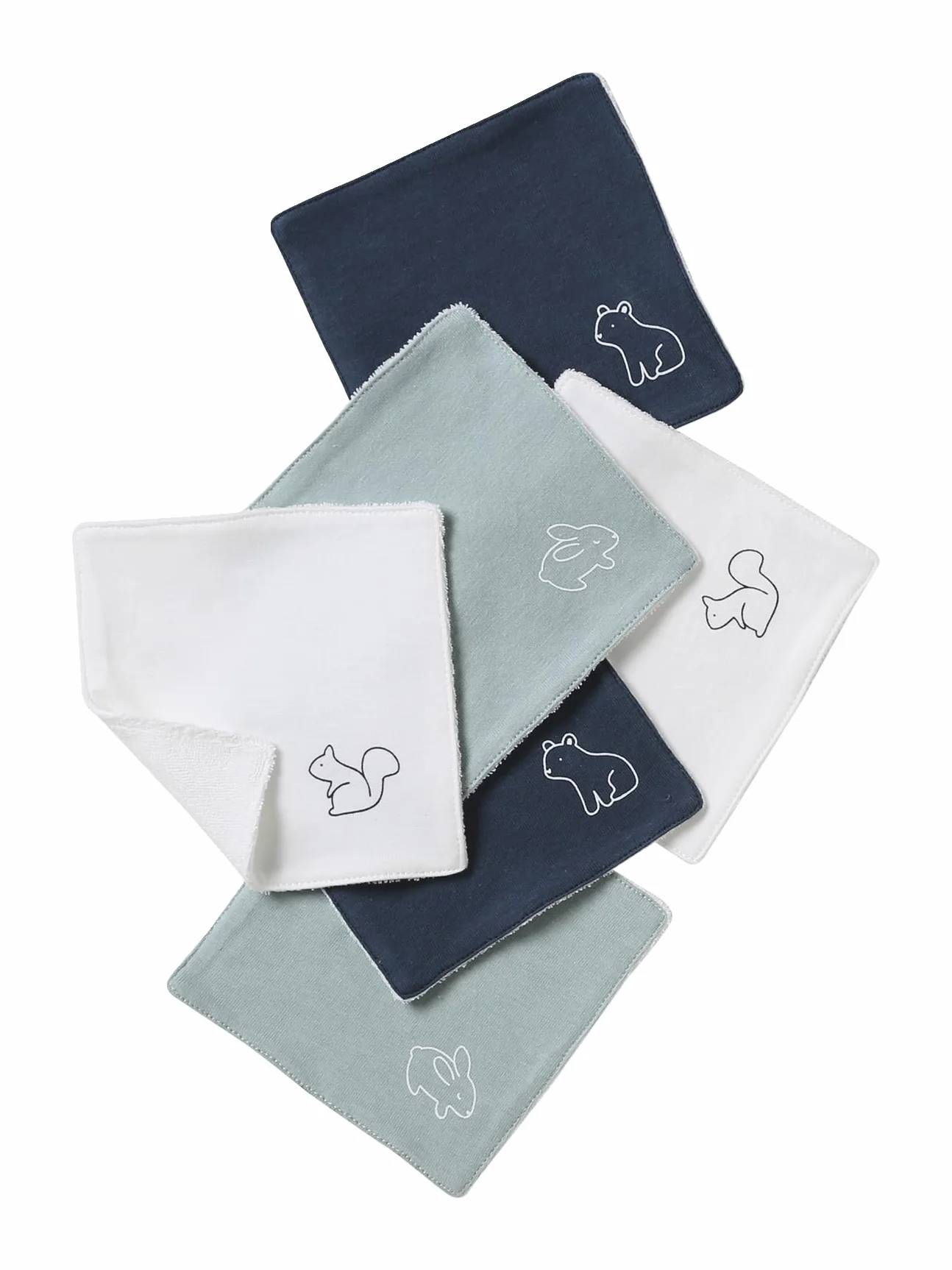 VERTBAUDET Lot de 6 lingettes lavables bleu grisé