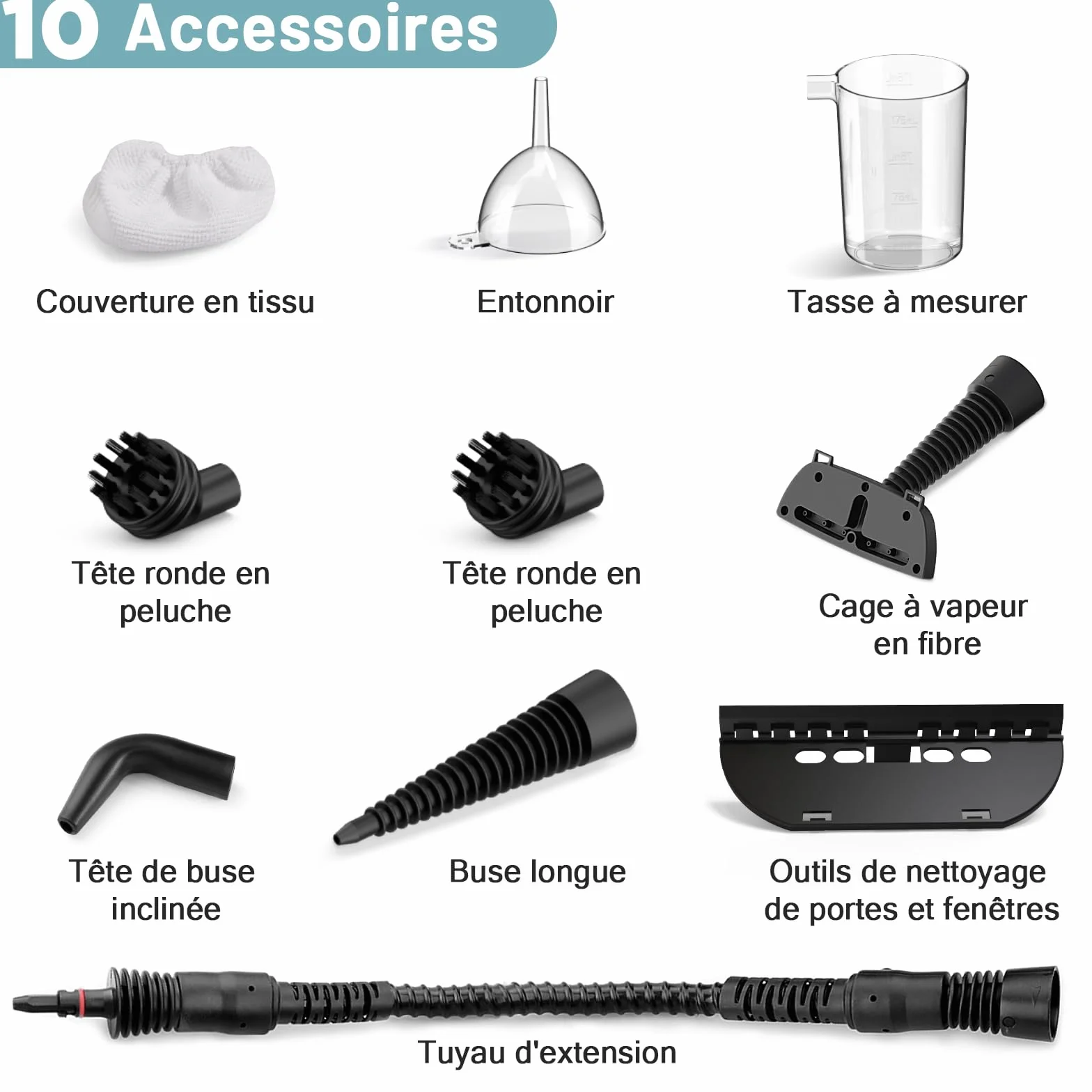 Nettoyeur vapeur manuel 1050 W multifonction avec kit 10 pièces pour joints carrelage, cuisinière, fenêtre