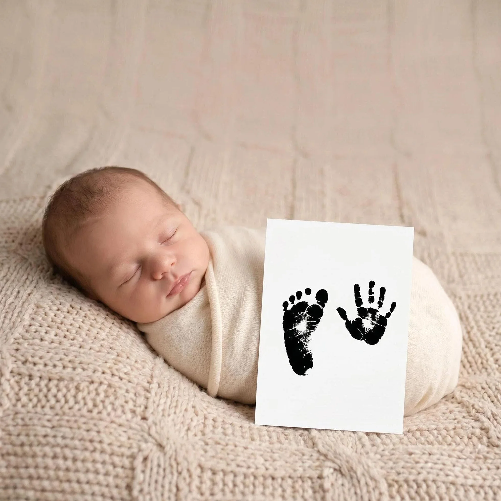 Kit Empreinte Bébé 2pces Pieds et Mains Clean Touch Cadre Photo Souvenirs Noir