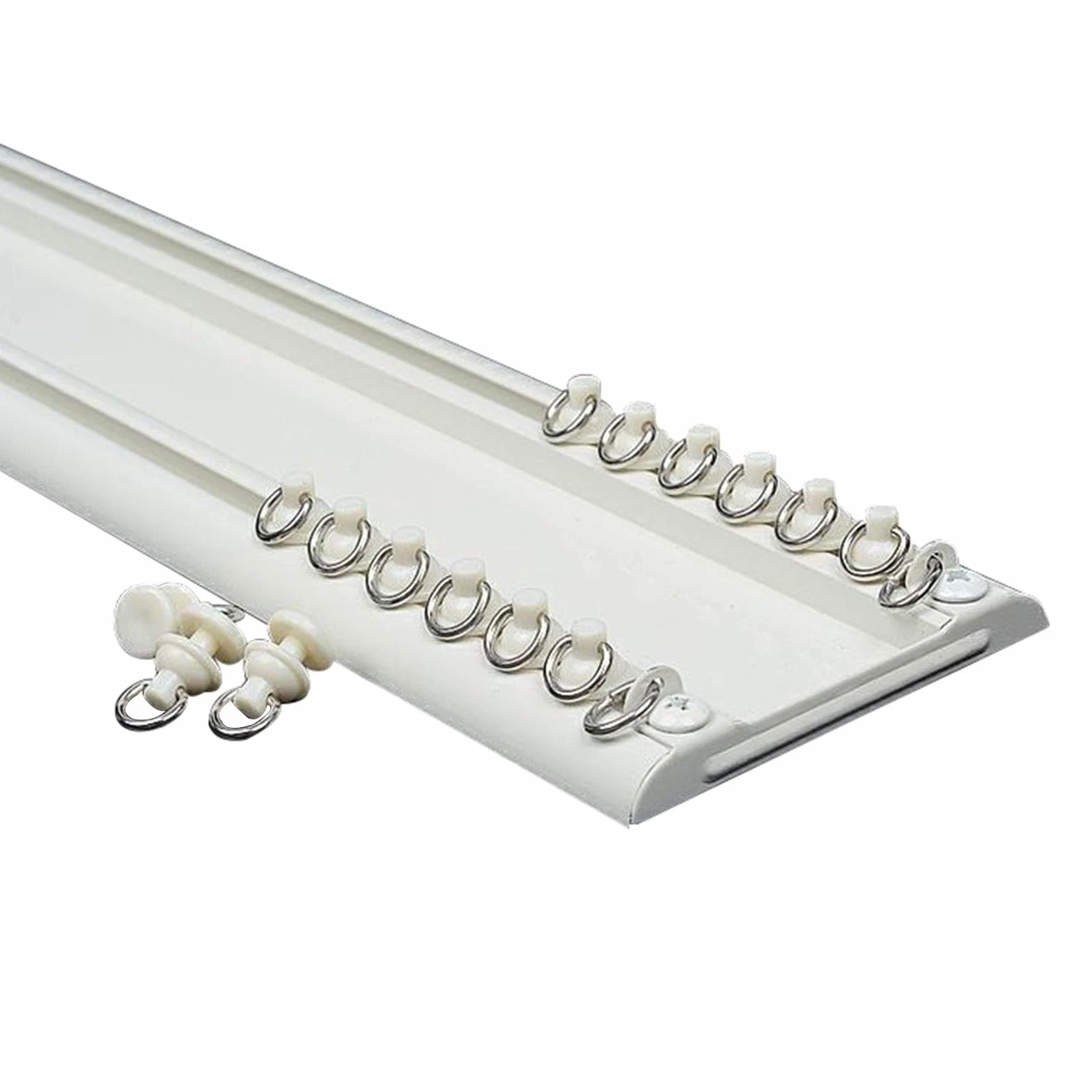 Rail De Rideau Double Pour Fenêtre, Rail Rideaux Plafond Longueur De 50 À 600 Cm, Rail De Plafond En Aluminium Métal Blanc Pour Diviseur De Pièce(110cm/3.6ft)