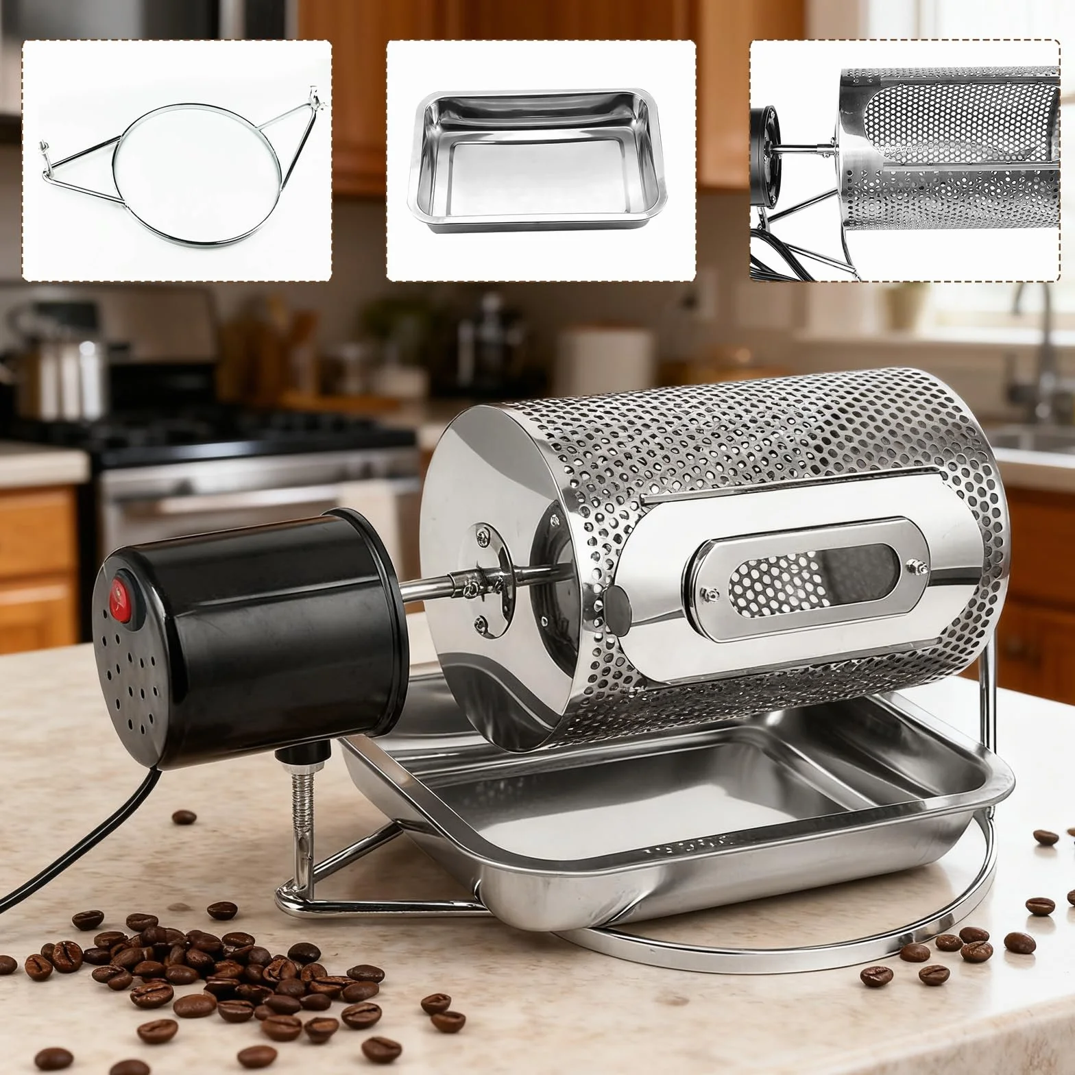 Torréfacteur à Café électrique Automatique Tambour 250g Acier Inoxydable
