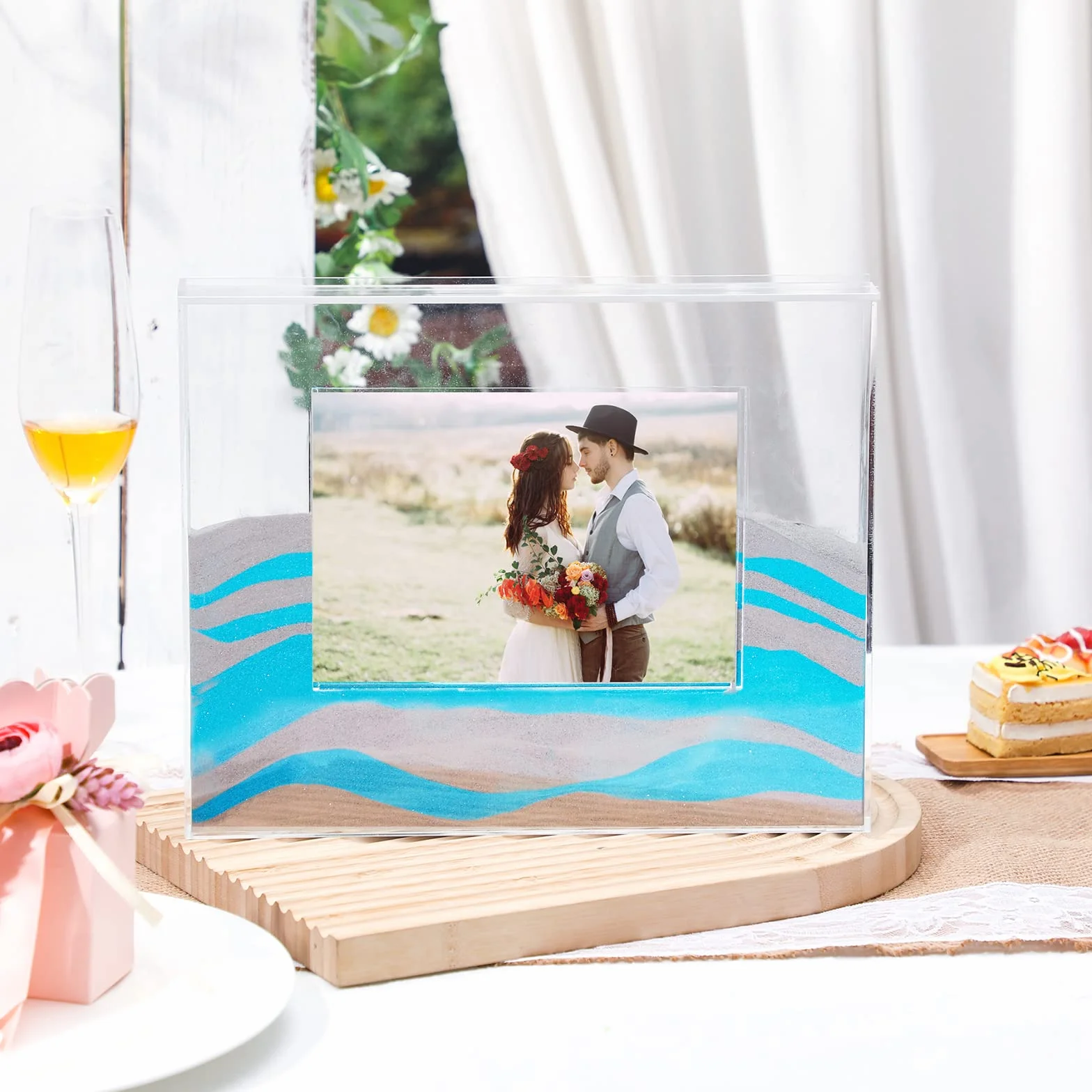 Cadre photo acrylique transparent pour décoration de mariage et intérieur, style classique