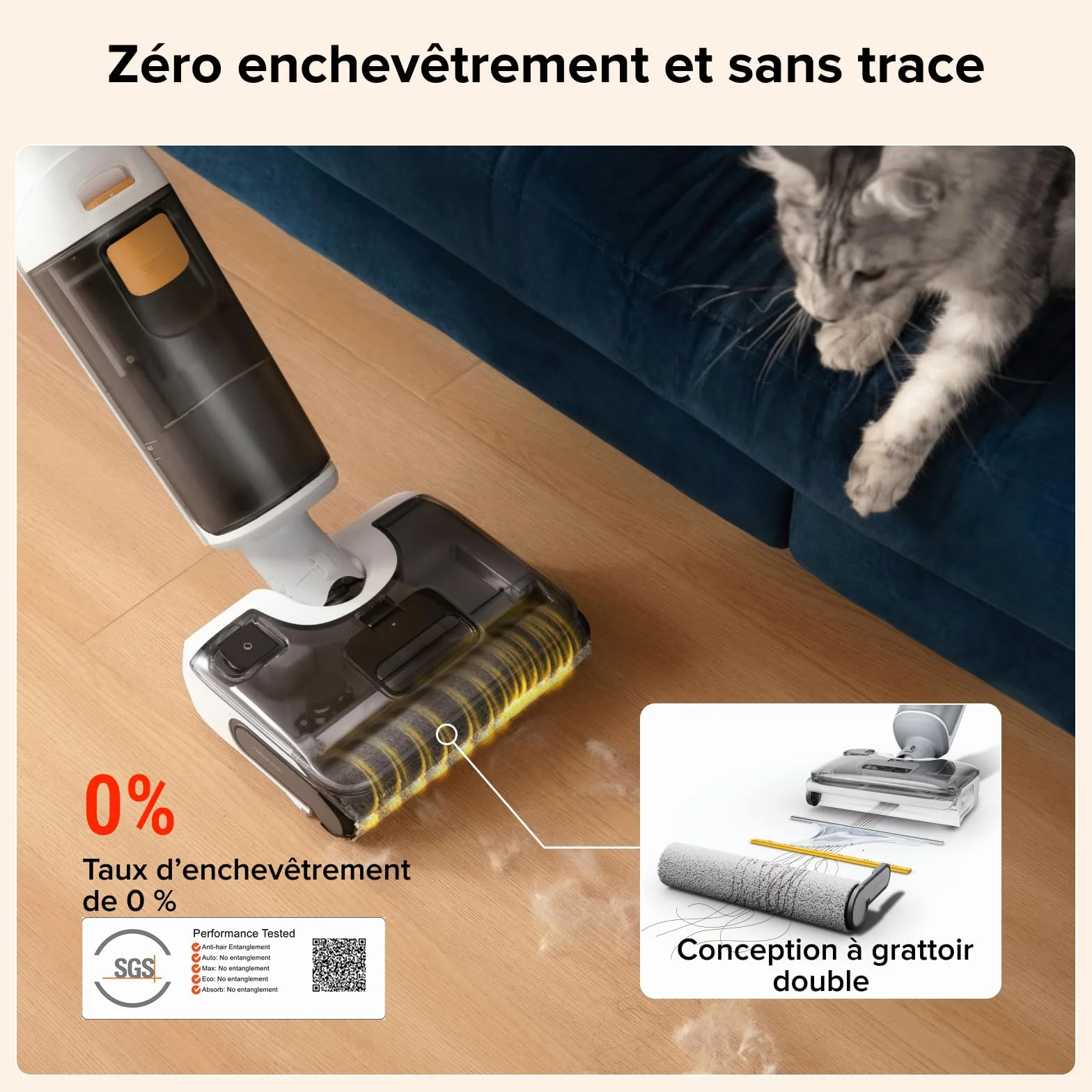 Roborock F25 GT Aspirateur Laveur 20 kPa sans Fil Autonettoyage 90°C