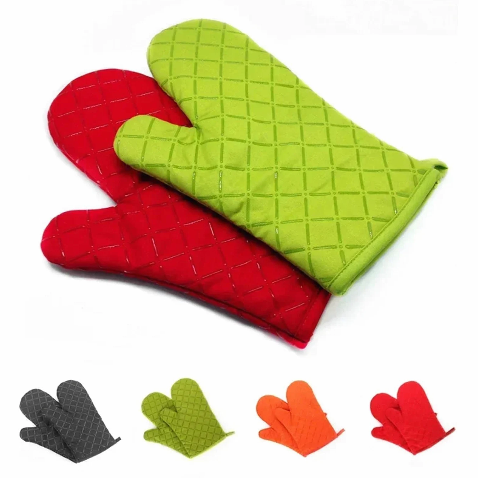 MRKU Gants de Cuisine (Lot de 2) en Coton imprimé antidérapant avec Silicone, résistants à la Chaleur.