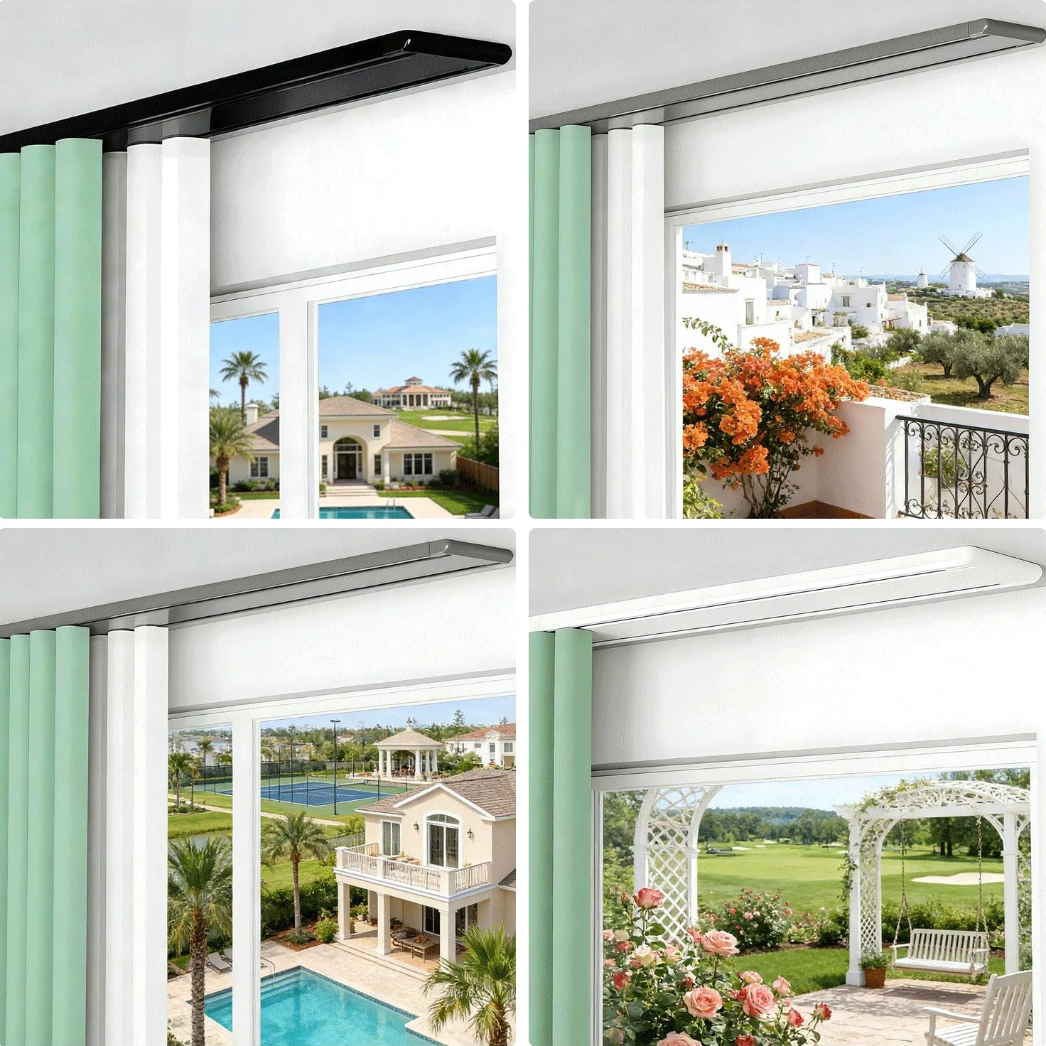 Rail de Rideau Double, Blanc Rail de Rideau de Plafond Silencieux, 1.5m/4.92ft Rail de Rideau Caché Robuste Personnalisable, Adapté au Kit de Rail de Plafond de Séparation de Salle de Bain