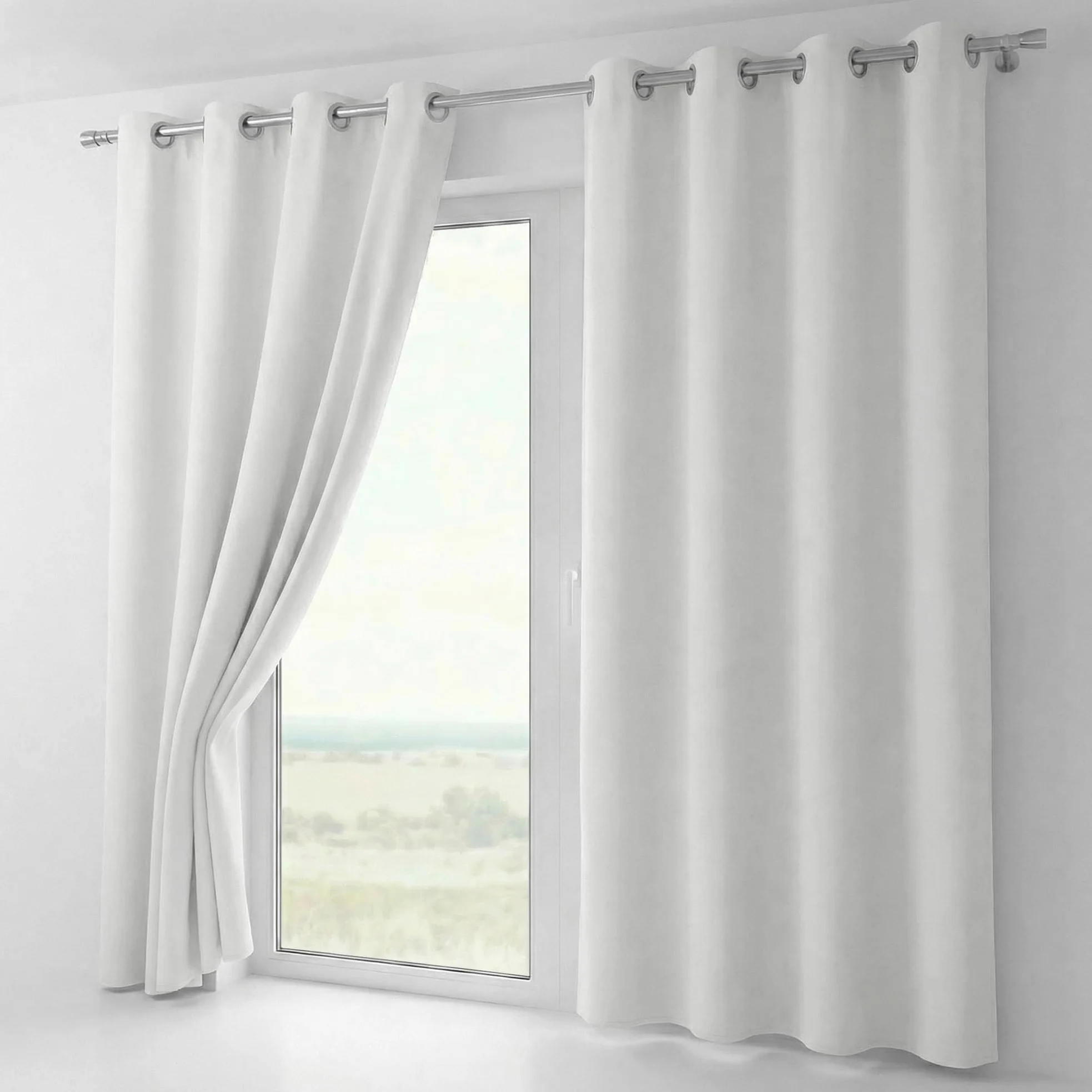 BEAUTEX Rideau occultant avec œillets, occultant, taille et couleur au choix (largeur 300 cm, hauteur 245 cm, blanc)
