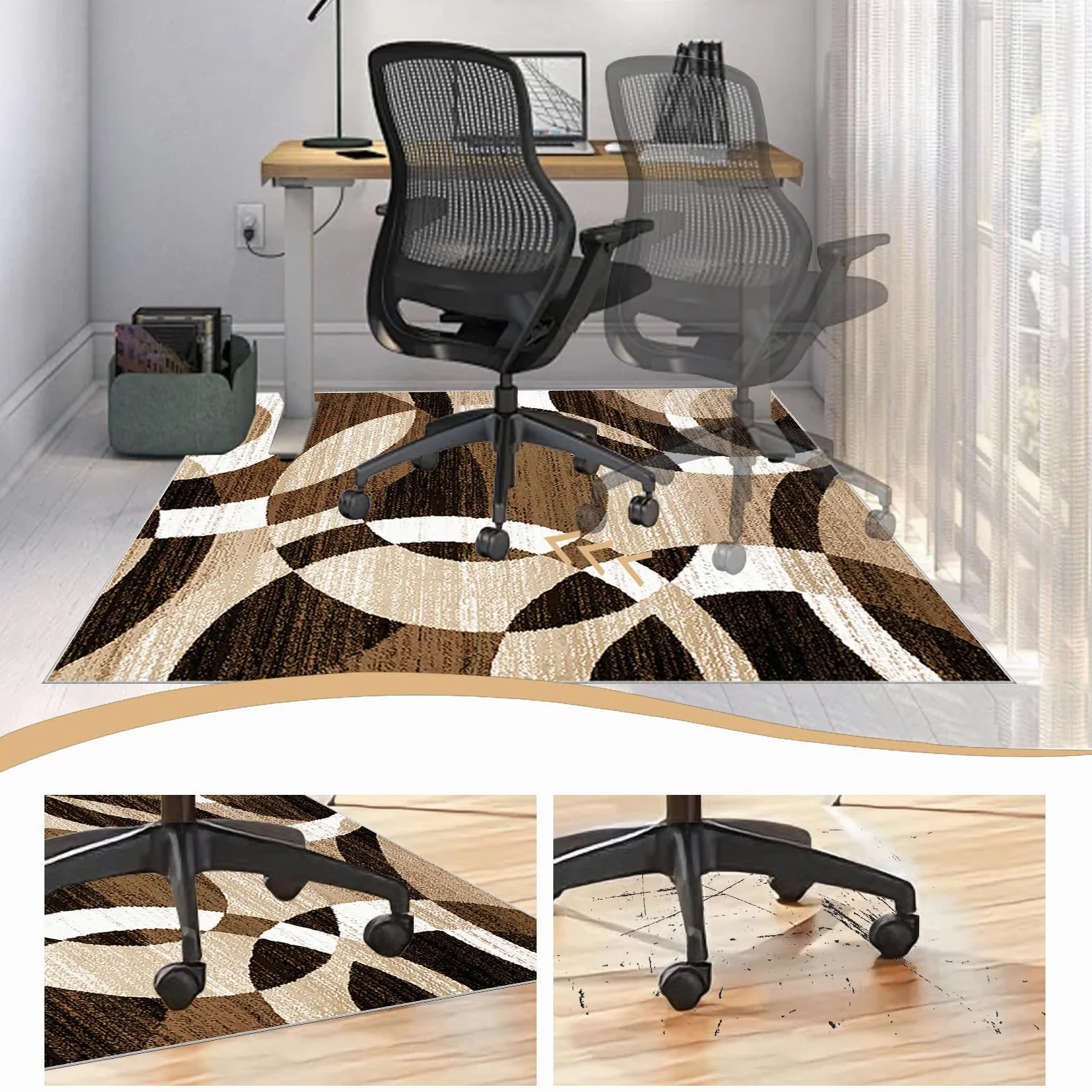 Tapis Chaise de Bureau Antidérapant Tapis Gaming Sol Tapis de Protection de Sol pour sols durs, Tapis Chaise de Gaming pour chaises à roulettes, Tapis de Sol Bureau Tapis Protège-Sol 100 x 120 cm