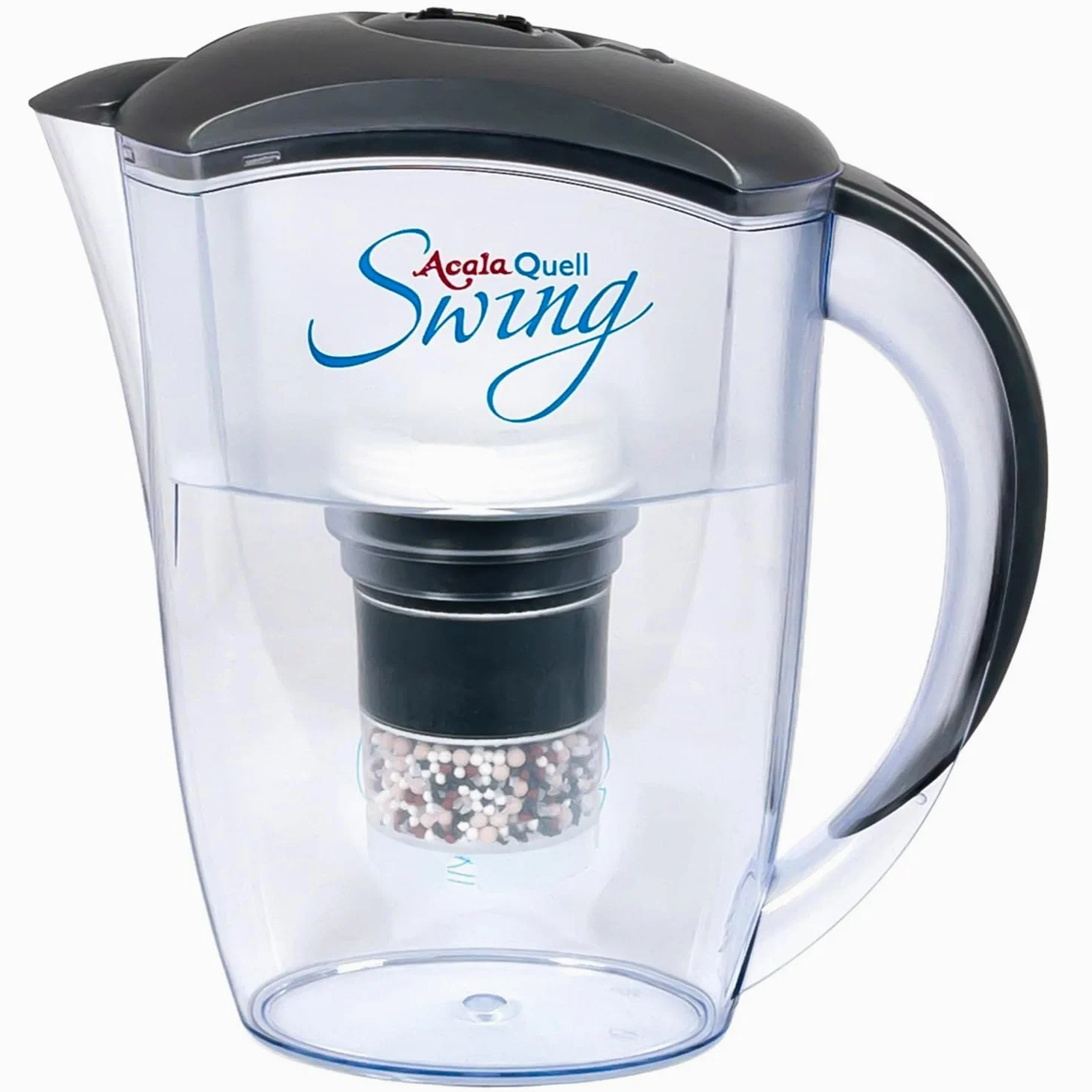 Filtre à eau AcalaQuell Swing carafe filtrante | Anthracite | Très haute performance de filtration | Cartouche filtrante multi-couche | Technologie de PI | Délicieuse dégustation d’une eau saine