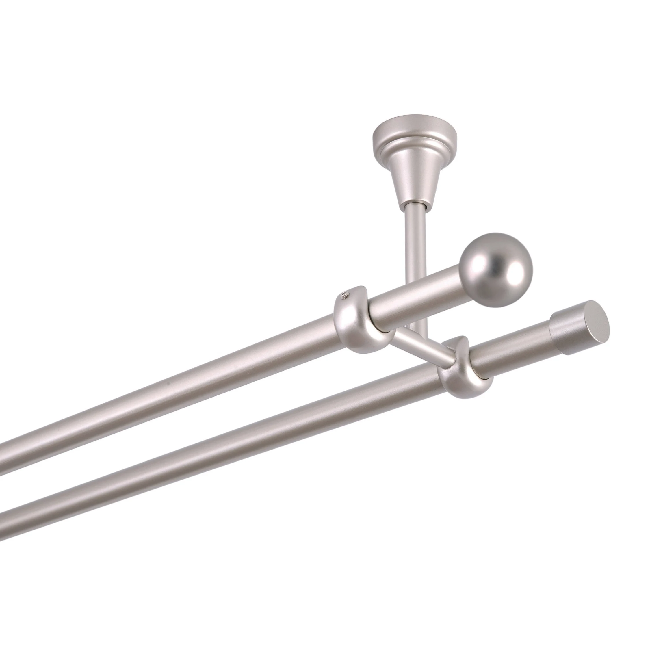 Tringle à rideaux 16 mm 2 voies Fixation au plafond Chrome mat Métal neuf (280)