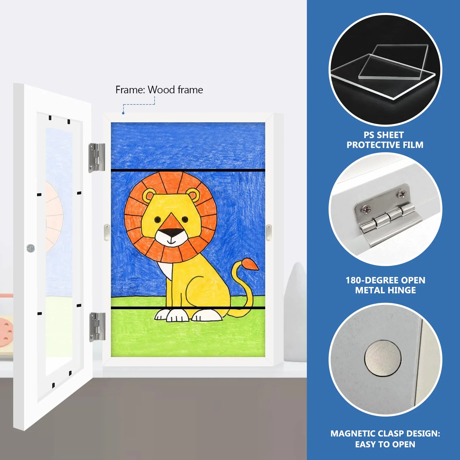 Cadre Photo Enfants A4 Ouverture Frontale Interchangeable Art Mural Blanc