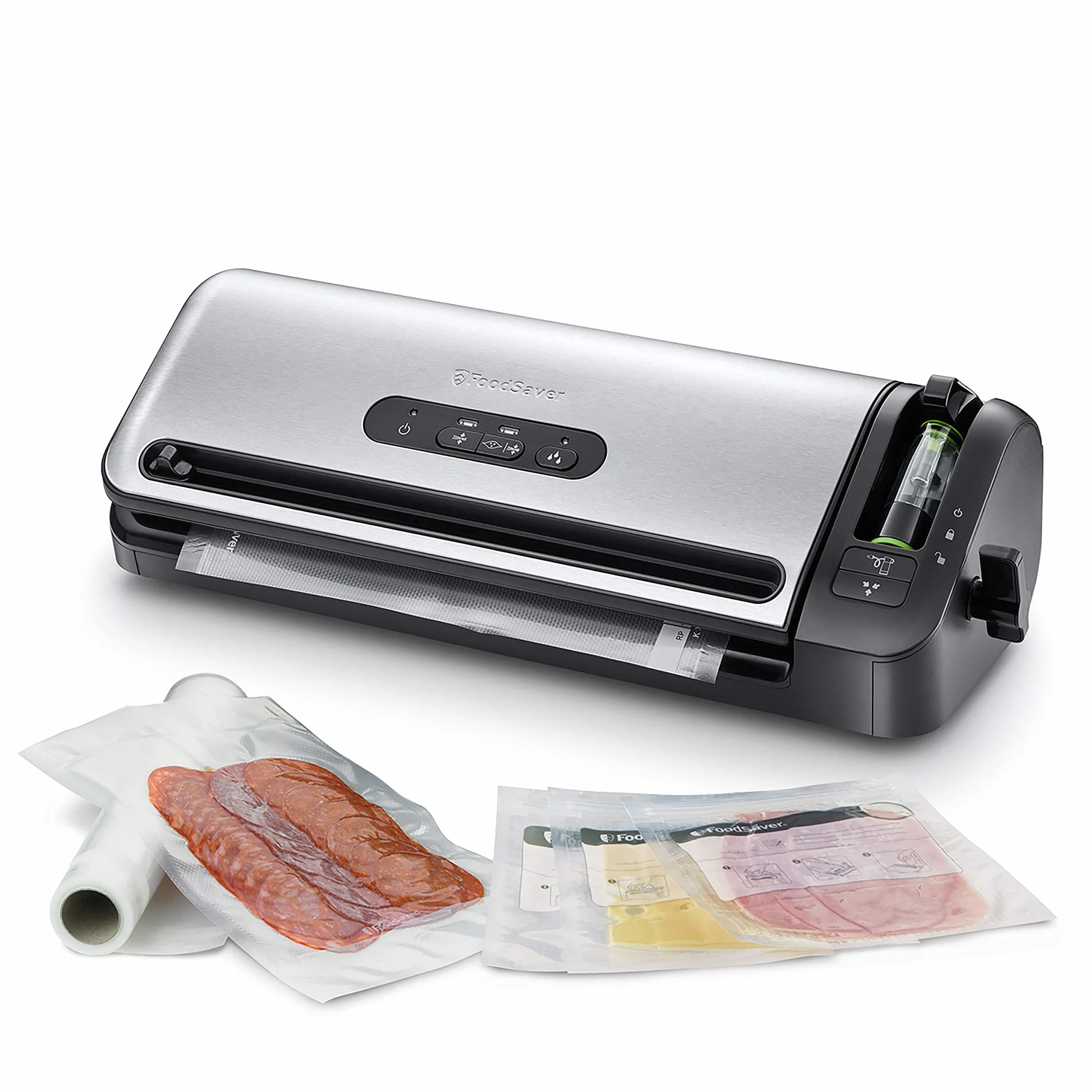 Machine Sous Vide FoodSaver FFS017X avec Compartiment Rangement Rouleau et Cutter, Fonction Marinade, Sacs Sous Vide et Adaptateur