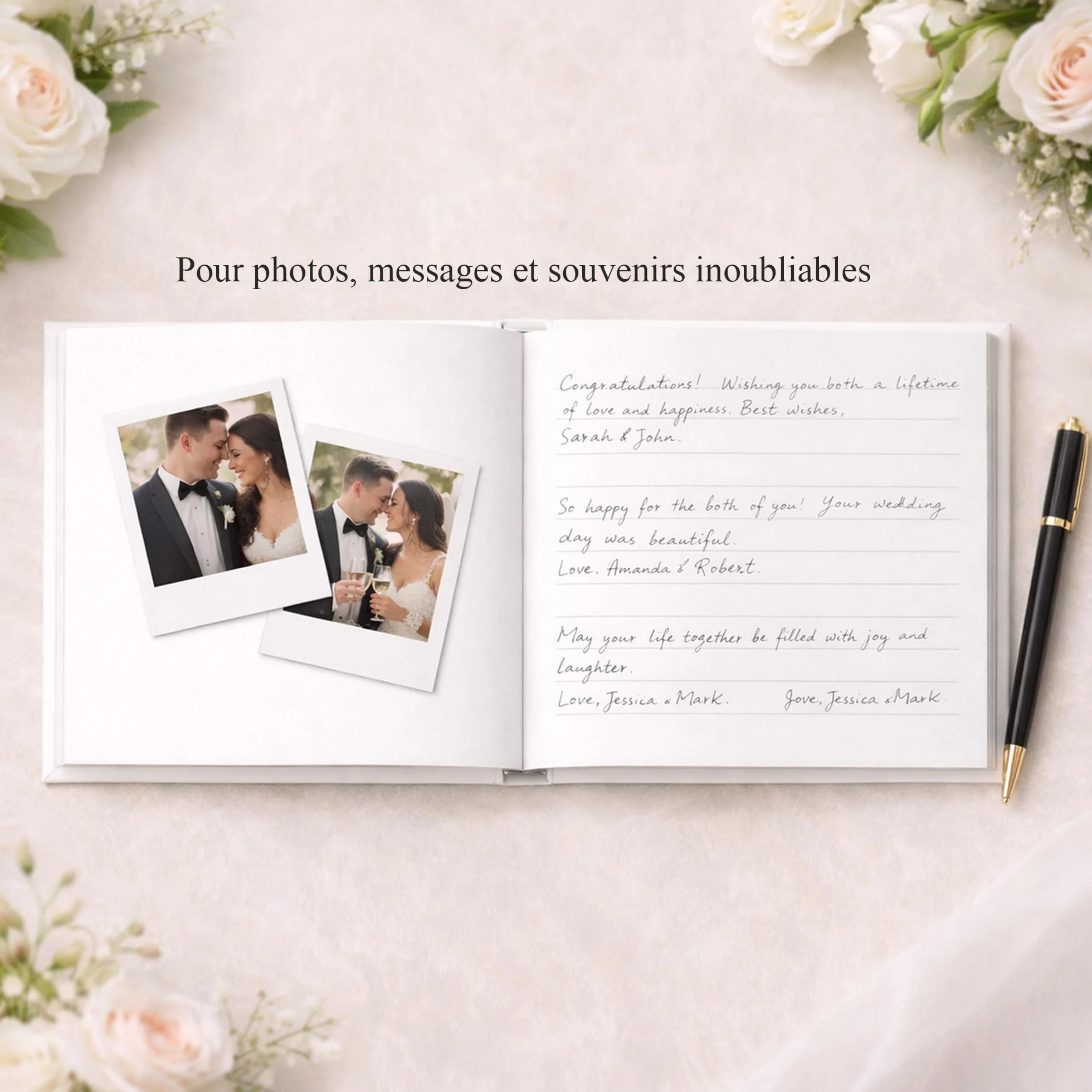 Livre d'or mariage personnalisé couverture rigide 60 pages