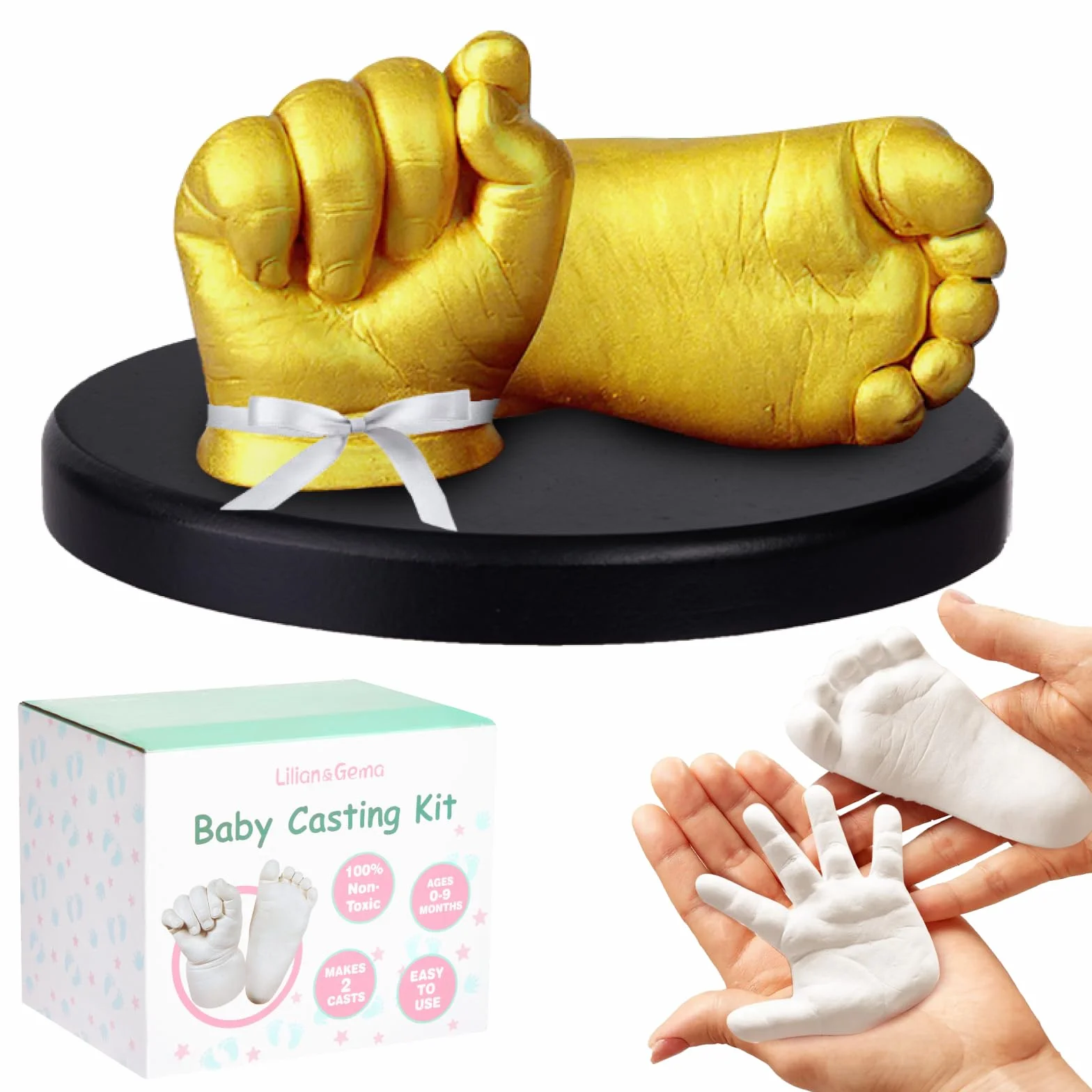 Lilian&Gema Kit Moulage Bébé 0-6 Mois Empreinte Main Pied 3D Souvenir Naissance