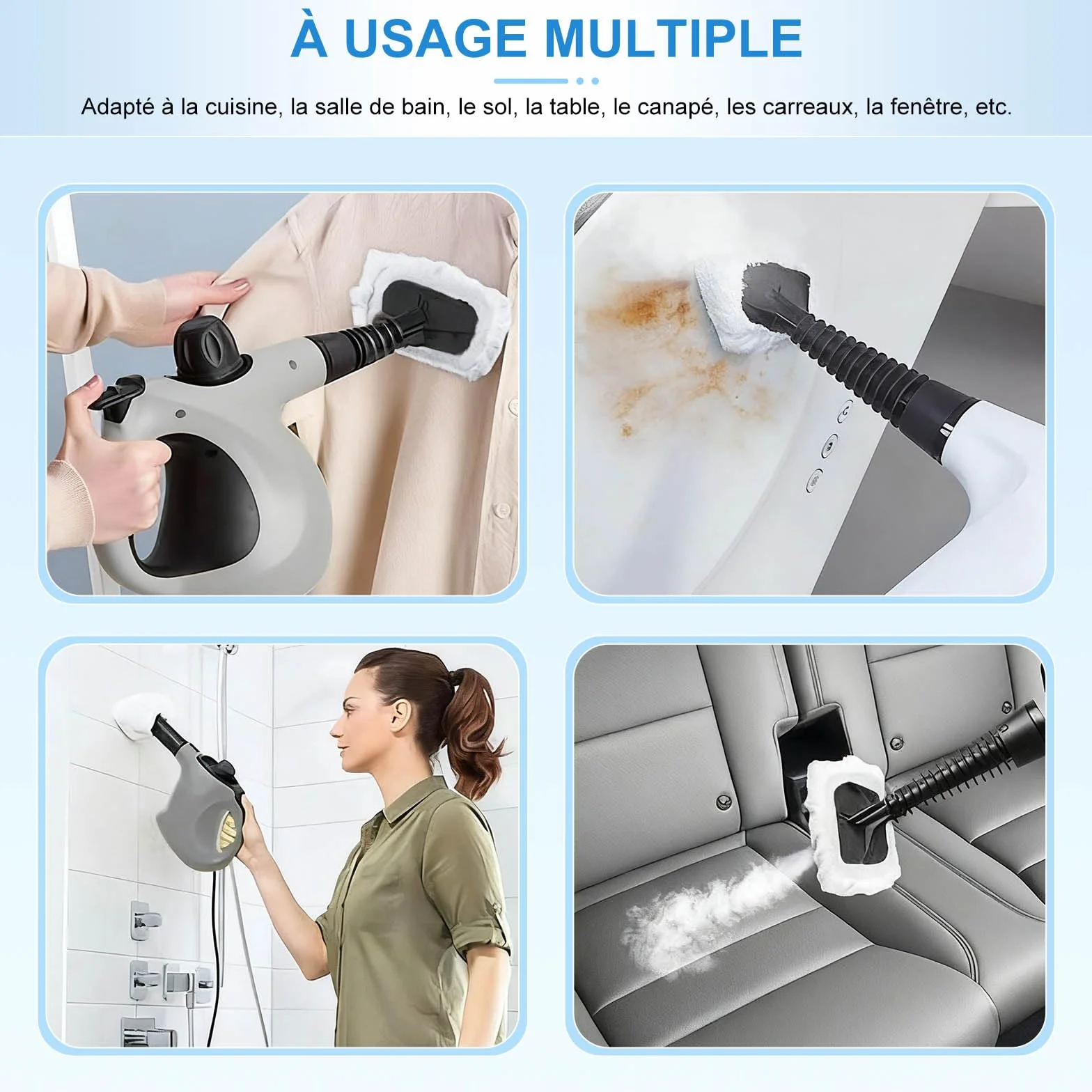 Accessoires Nettoyeur Vapeur Universels, Pads Lavables, Chiffons Microfibre 10 Pièces
