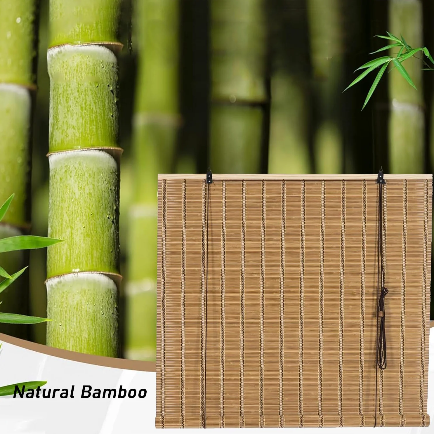 Rideau en Bambou,Store Enrouleur Bambou Naturel,Store Venitien Bois,Store Fenetre Occultant pour Intérieur/Extérieur,Pare-soleil D'intimité pour Jardin,Balcon,Largeur x Hauteur (120cm x 200cm)