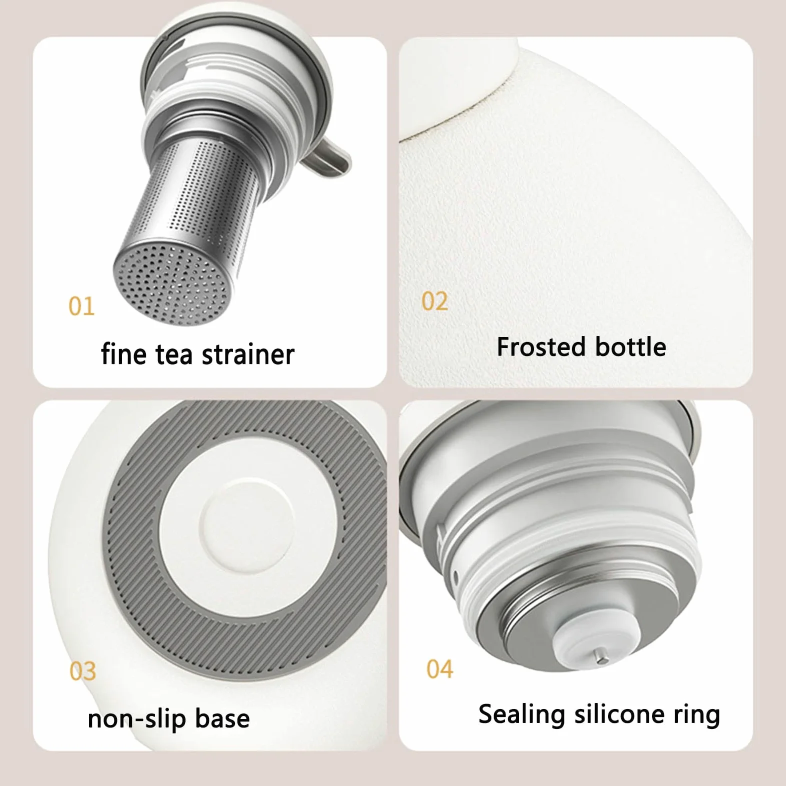 Mug Isotherme Gourde Gourde Isotherme Bouteille Isotherme Flasques Inox Café Sport Carafe Séparation Du Thé Ménager (1L,White)