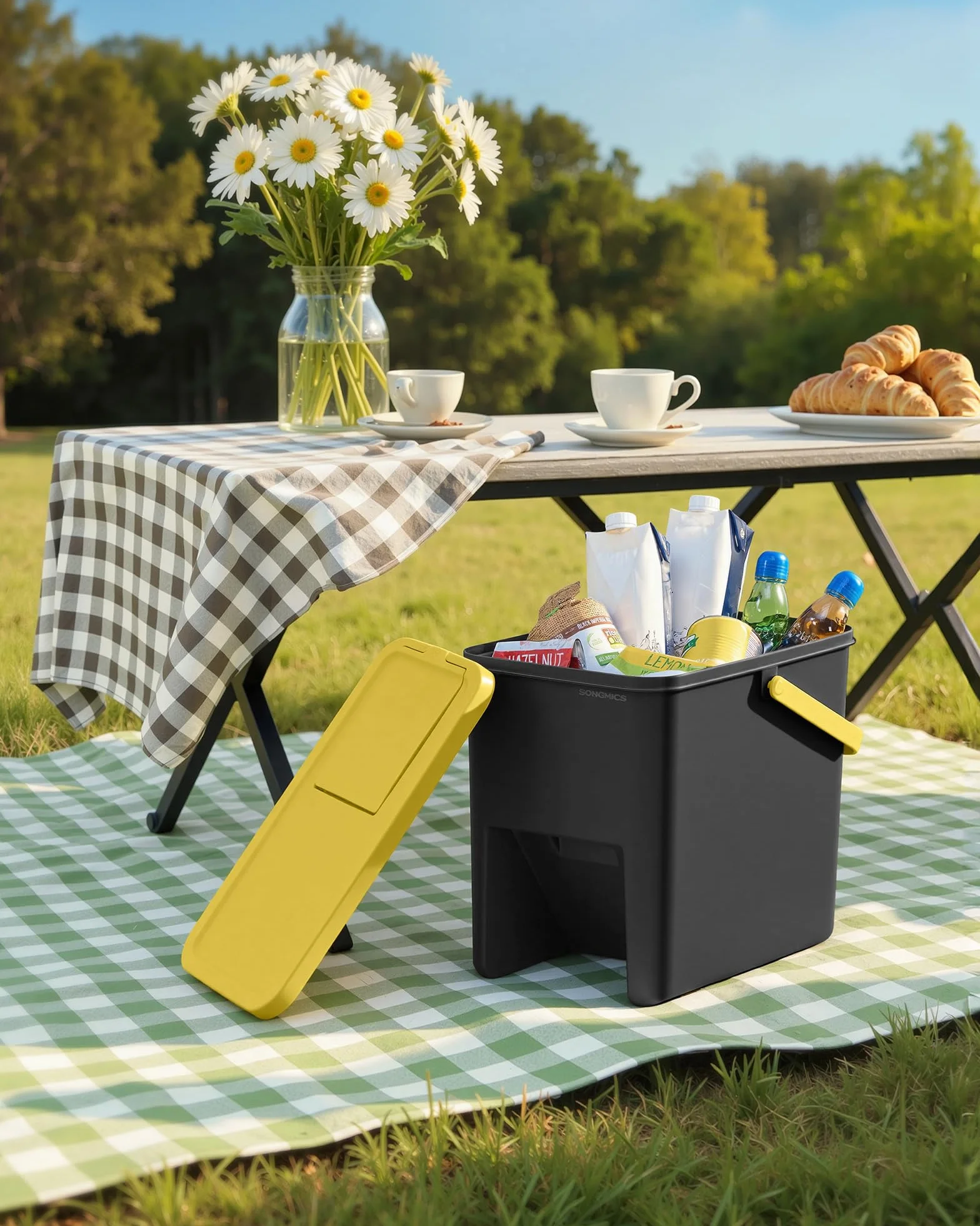 SONGMICS Poubelles de Tri Cuisine Lot de 3 Empilables 20 L Recyclage Jaune Bleu Vert