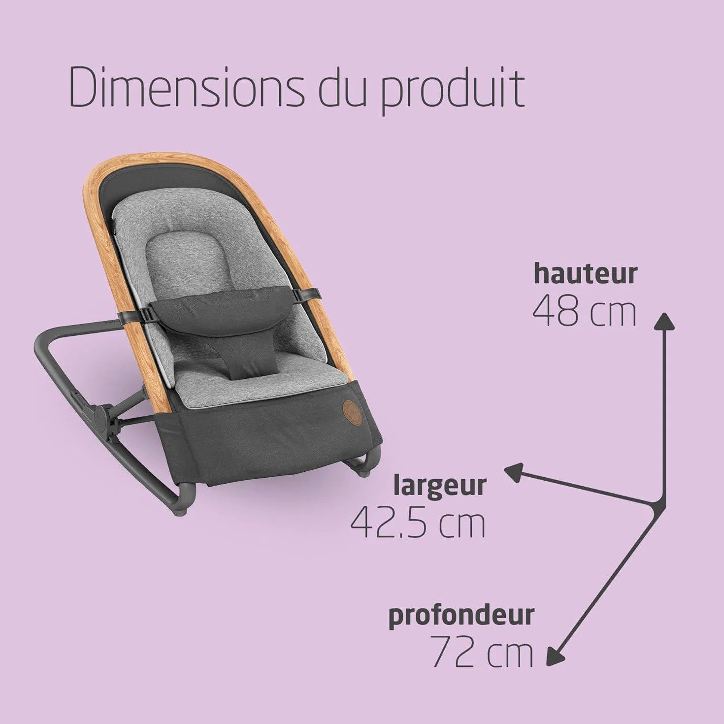 Maxi-Cosi Kori Chaise Transat Bébé 2-en-1 0-6 Mois 9 kg Baby Bouncer 3 Positions d'Inclinaison Léger Compact Essential Graphite