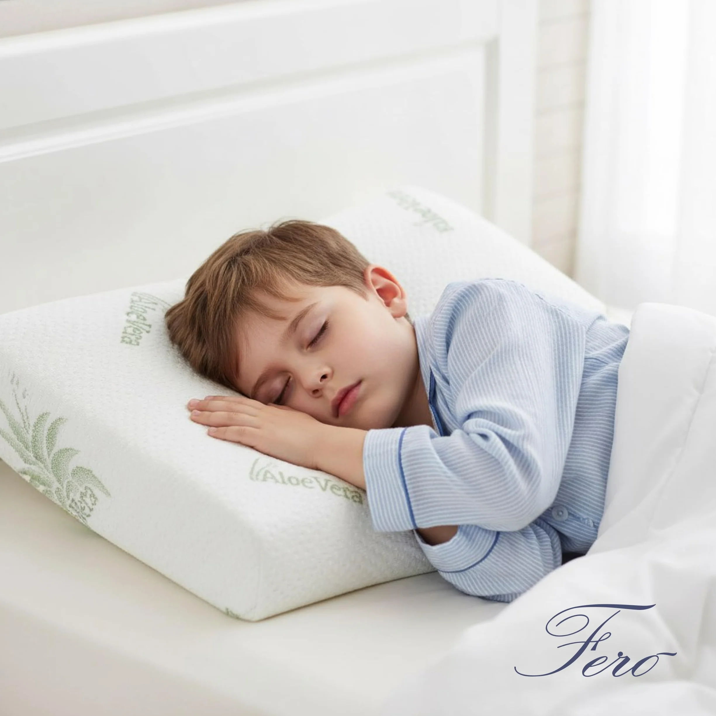 Oreiller Enfant Anti-Étouffement 30x50x5,5 cm Mousse à Mémoire de Forme Oeko-TEX® CertiPUR™ Housse Amovible Aloe Vera 2 Ans Fabriqué Italie